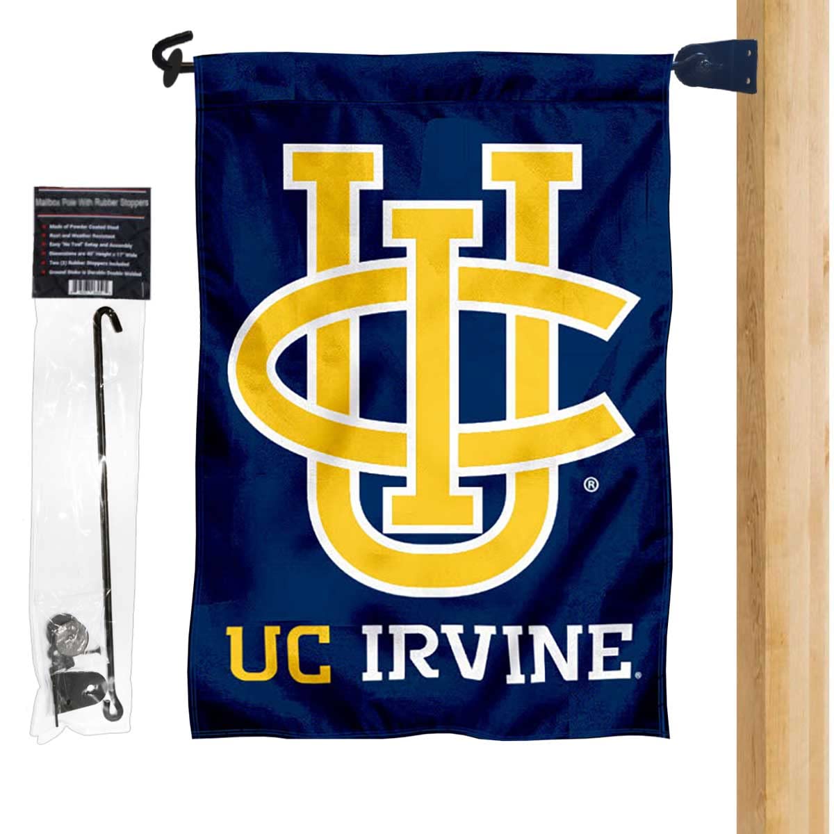 University of California Irvine Blue Garden Flag and Mailbox Post Pole Mount Holder Set - Sports Collectibles, Sports Memorabilia, Sports Fan Shop, Sports Gifts