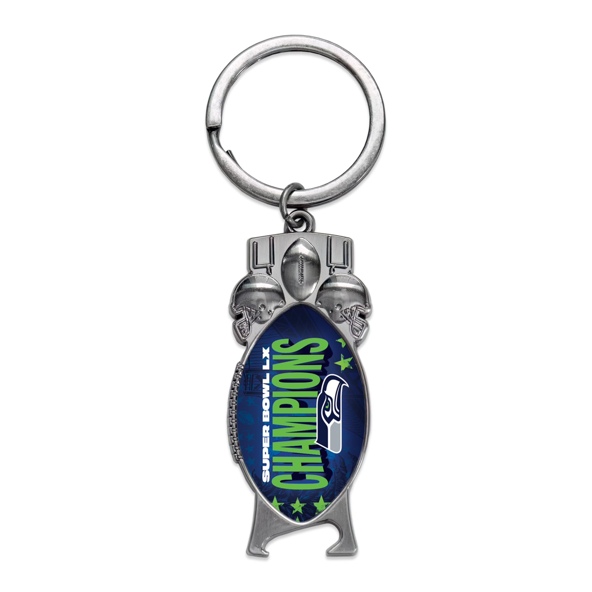 Rico Industries NFL Football Seattle Seahawks 2026 Super Bowl LX Champions Sculpted Bottle Opener Keychain - Car Accessory - Sports Gifts, Sports Memorabilia, Sports Collectibles, Fan Shop