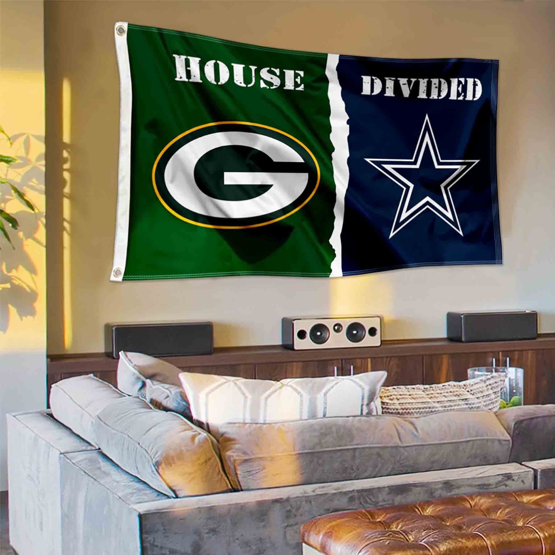WinCraft Packers and Cowboys House Divided Flag Rivalry Banner - Sports Collectibles, Sports Memorabilia, Sports Fan Shop, Sports Gifts