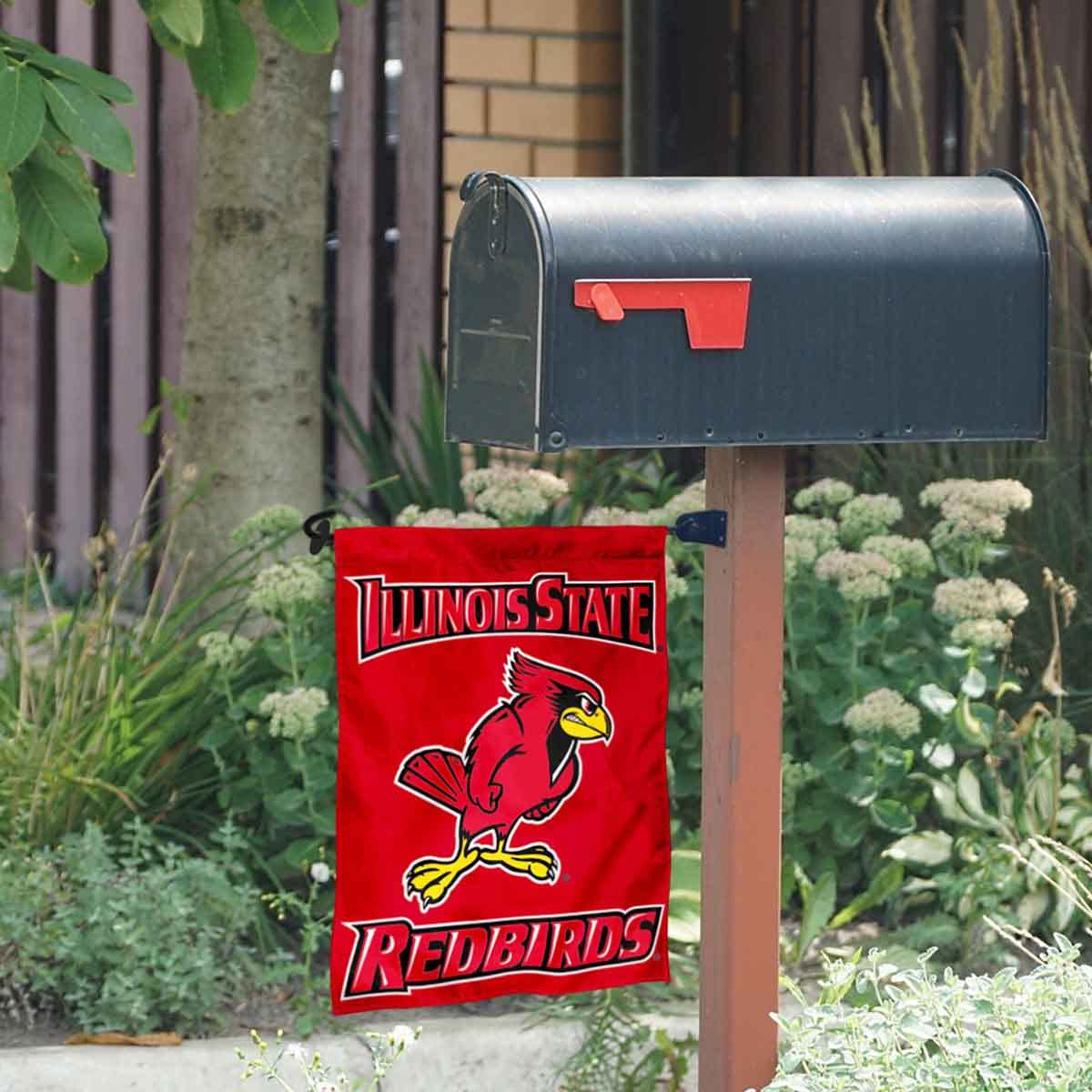 College Flags & Banners Co. Illinois State University Garden Flag and Mailbox Post Pole Mount Holder Set - Sports Collectibles, Sports Memorabilia, Sports Fan Shop, Sports Gifts