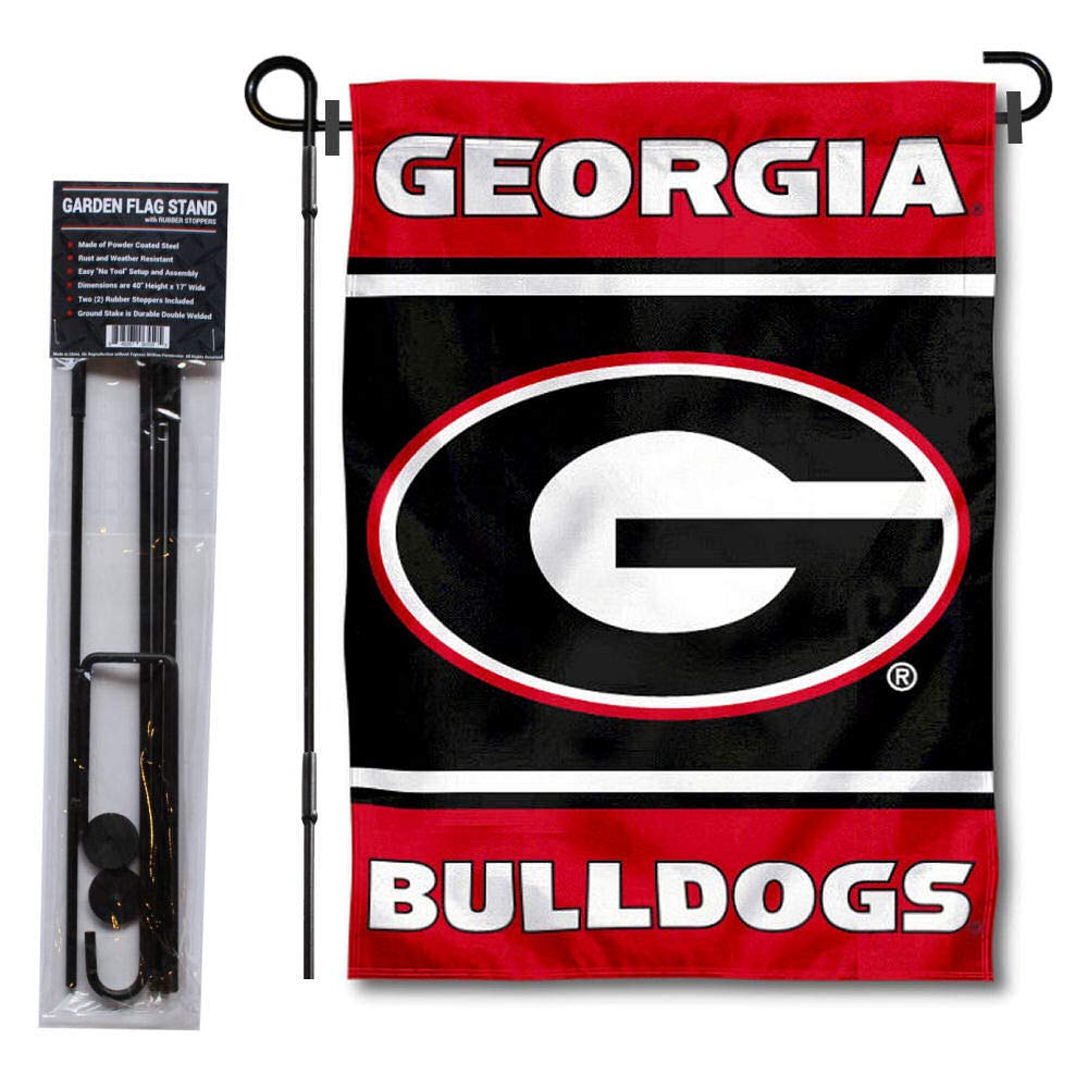 College Flags & Banners Co. Georgia Bulldogs Garden Flag with Stand Holder - Sports Collectibles, Sports Memorabilia, Sports Fan Shop, Sports Gifts