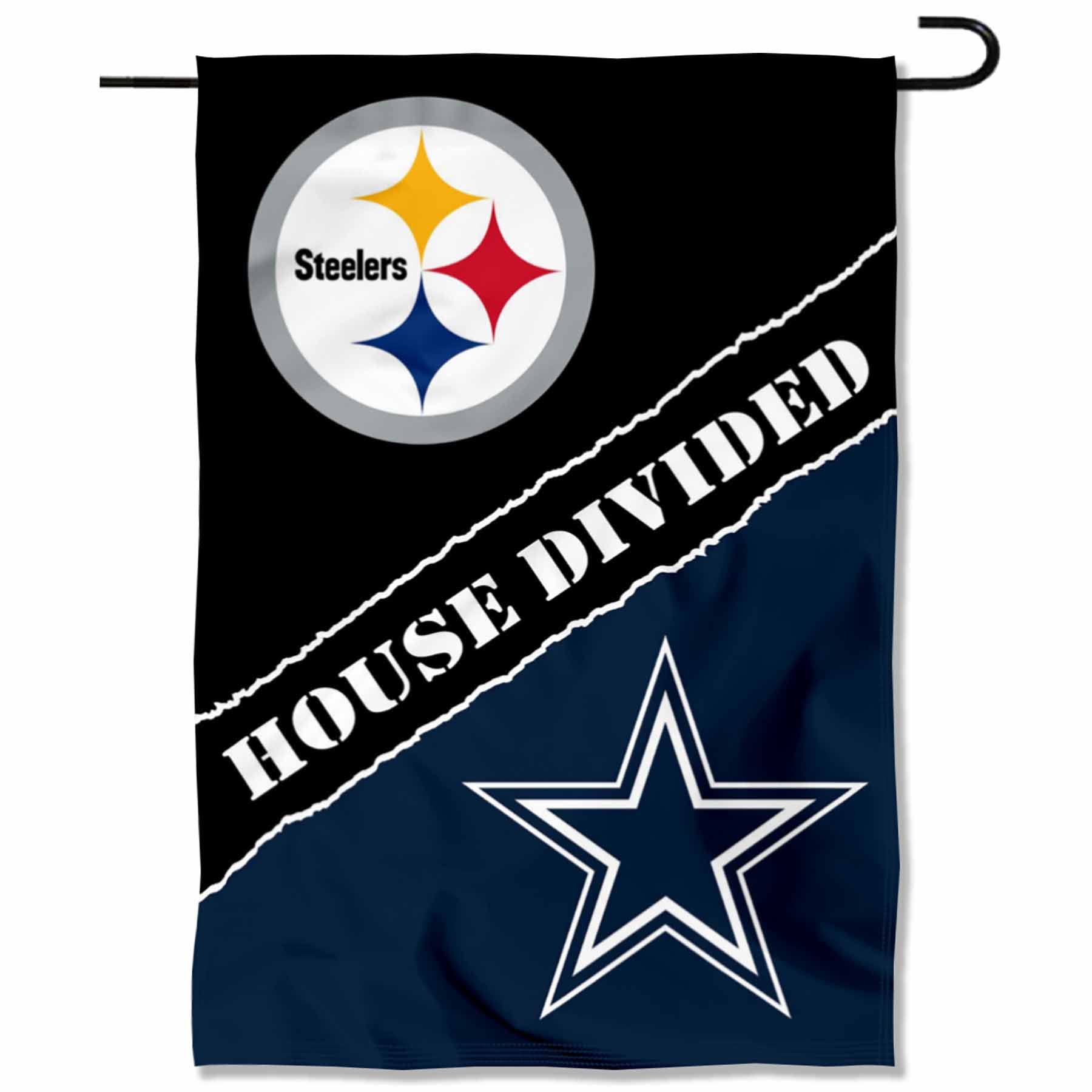 WinCraft House Divided Steelers and Cowboys Double Sided Garden Flag - Sports Collectibles, Sports Memorabilia, Sports Fan Shop, Sports Gifts