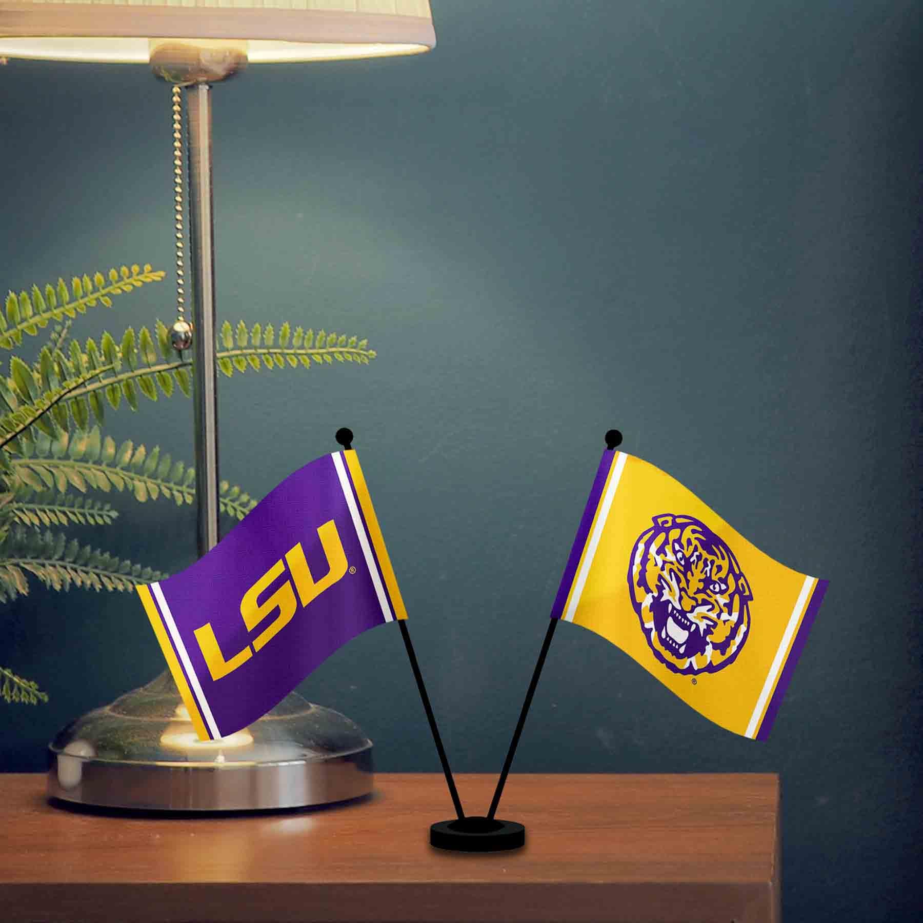 WinCraft Louisiana State LSU Tigers Desk and Table Top Flags - Sports Collectibles, Sports Memorabilia, Sports Fan Shop, Sports Gifts