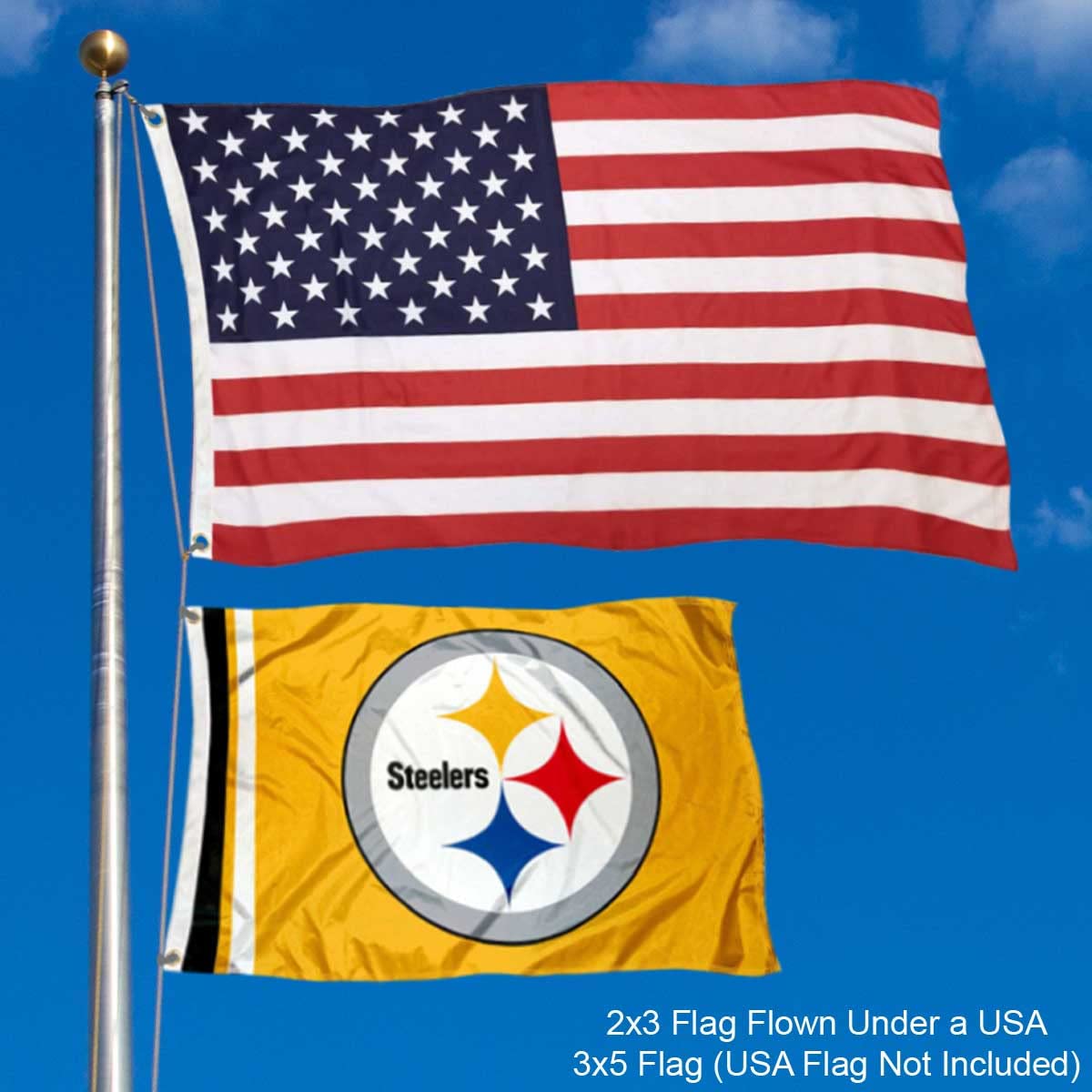 WinCraft Pittsburgh Steelers 2x3 Feet Flag - Sports Collectibles, Sports Memorabilia, Sports Fan Shop, Sports Gifts