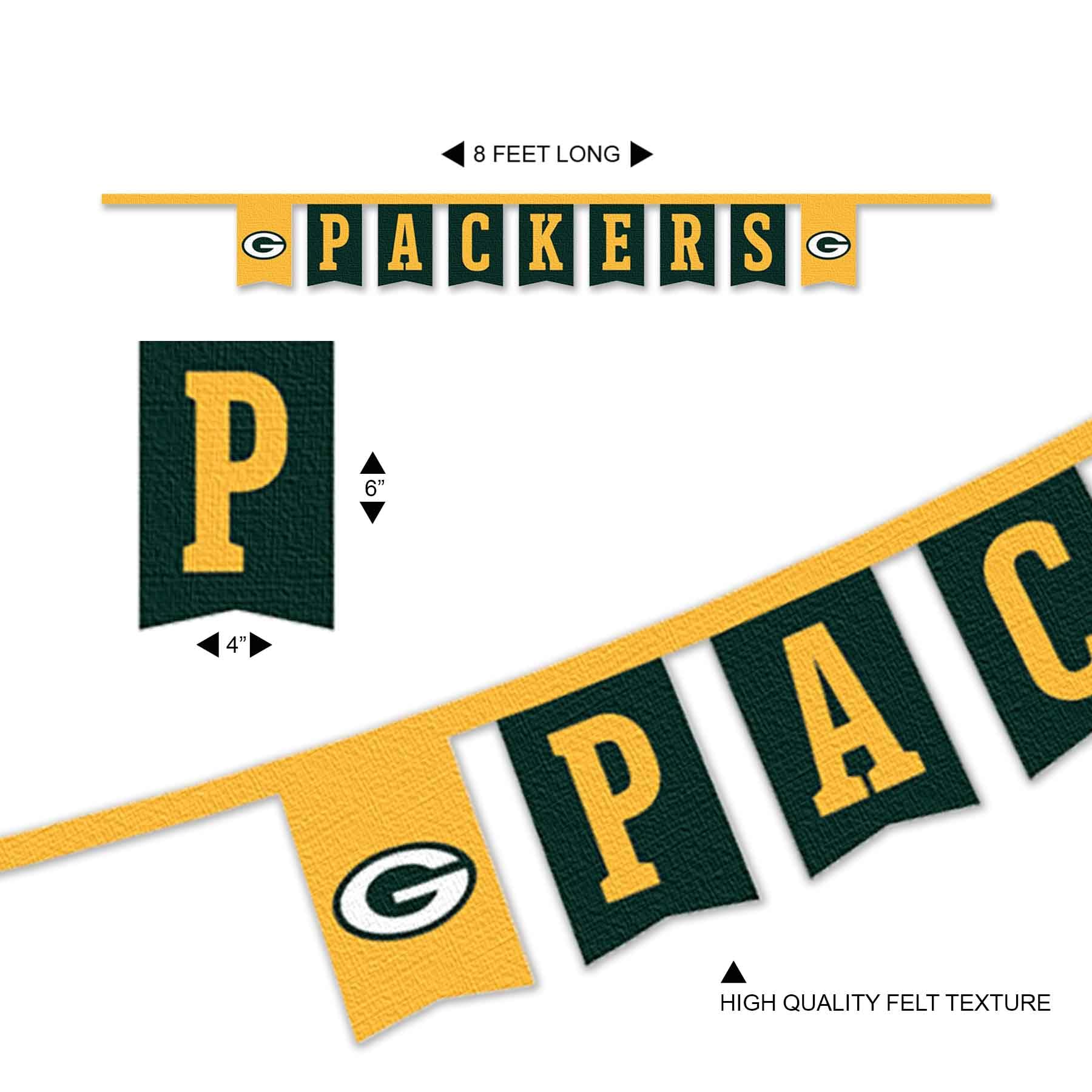 WinCraft Green Bay Packers Banner String Pennant Flags - Sports Collectibles, Sports Memorabilia, Sports Fan Shop, Sports Gifts