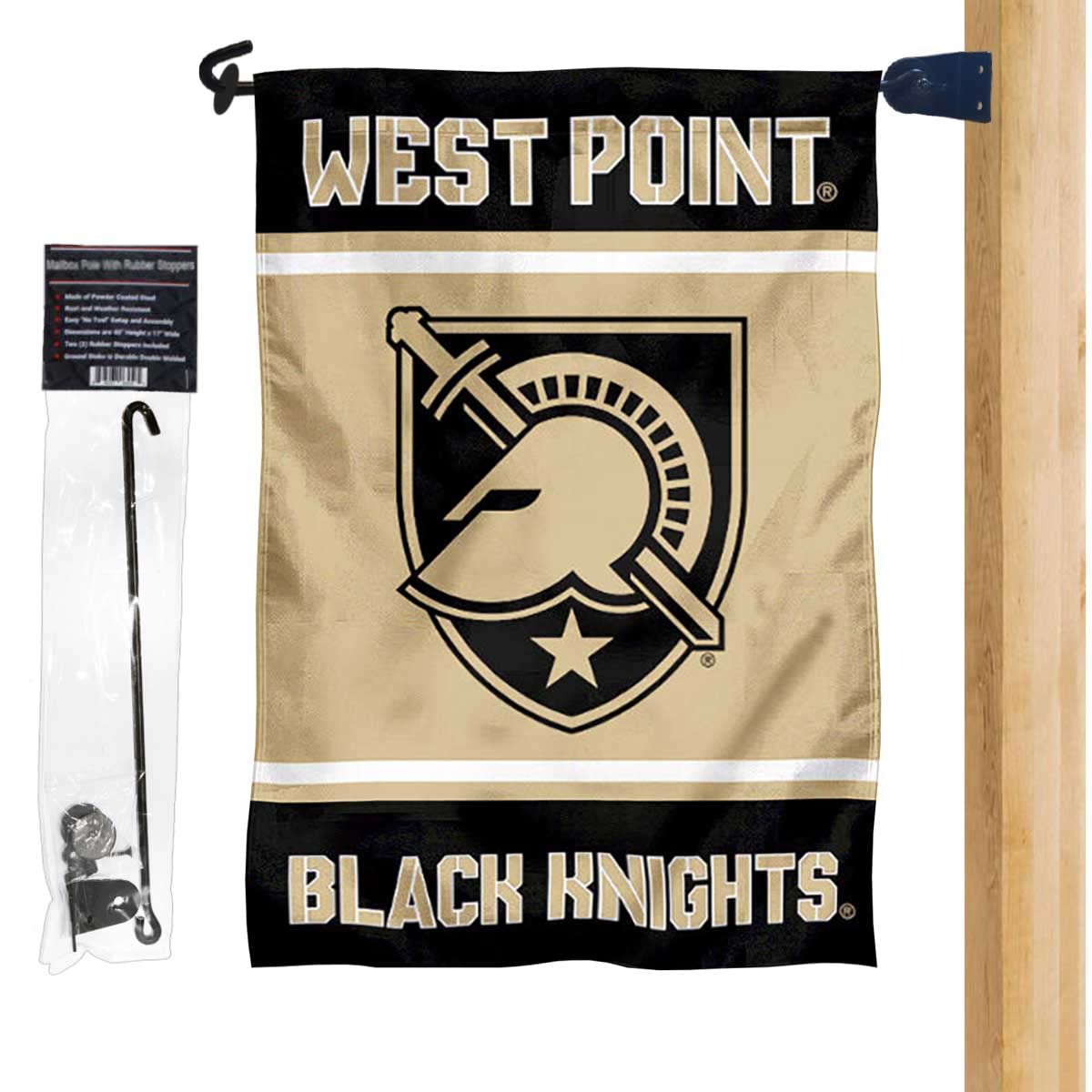 College Flags & Banners Co. Army Black Knights Garden Flag and Mailbox Post Pole Mount Holder Set - Sports Collectibles, Sports Memorabilia, Sports Fan Shop, Sports Gifts