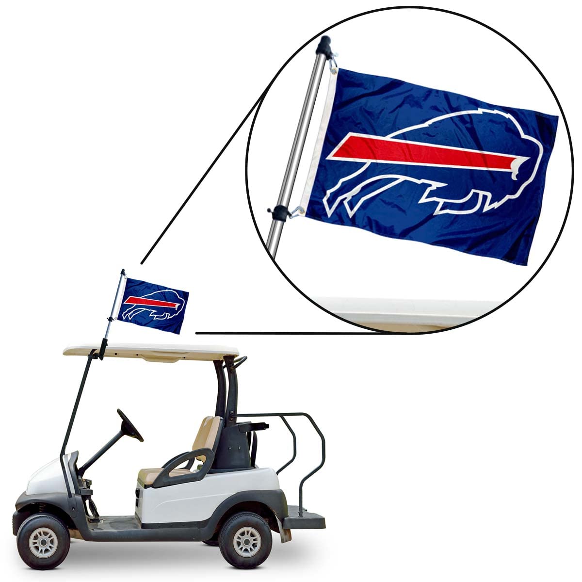 WinCraft Buffalo Bills Golf Cart Flag Pole and Holder Mounting Bracket - Sports Collectibles, Sports Memorabilia, Sports Fan Shop, Sports Gifts