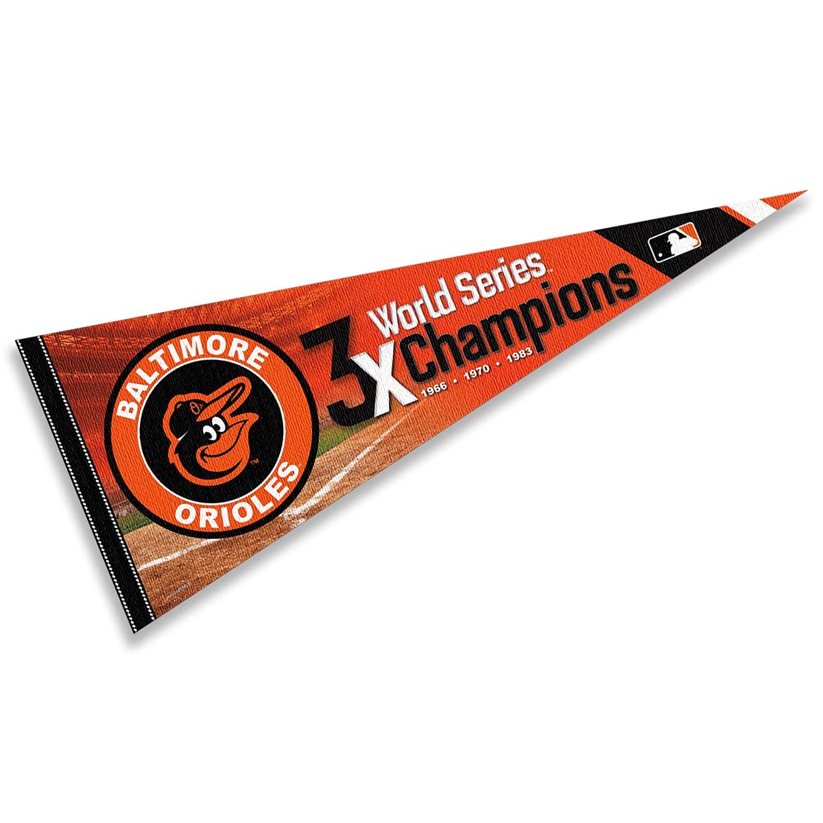 WinCraft Orioles 3 Time Champions Pennant Flag - Sports Collectibles, Sports Memorabilia, Sports Fan Shop, Sports Gifts