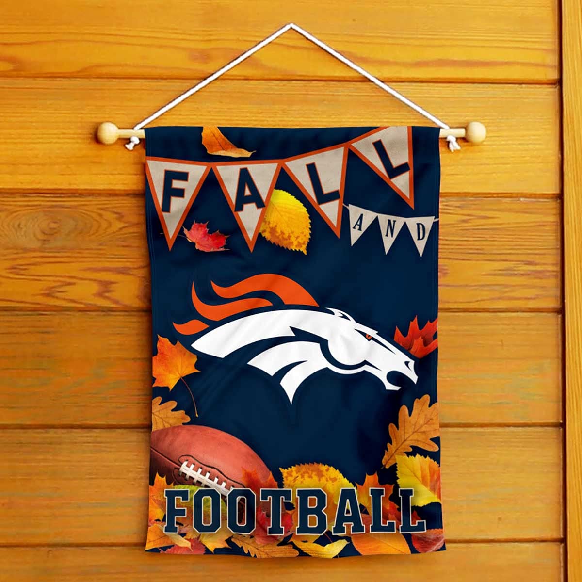 WinCraft Denver Broncos Fall Leaves Decorative Football Garden Flag Double Sided Banner - Sports Collectibles, Sports Memorabilia, Sports Fan Shop, Sports Gifts
