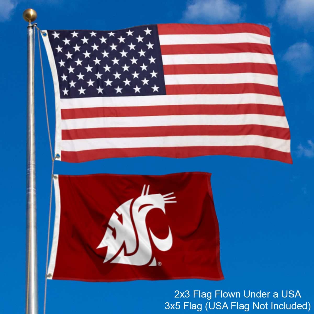 College Flags & Banners Co. Washington State Cougars Small 2x3 Foot Flag - Sports Collectibles, Sports Memorabilia, Sports Fan Shop, Sports Gifts