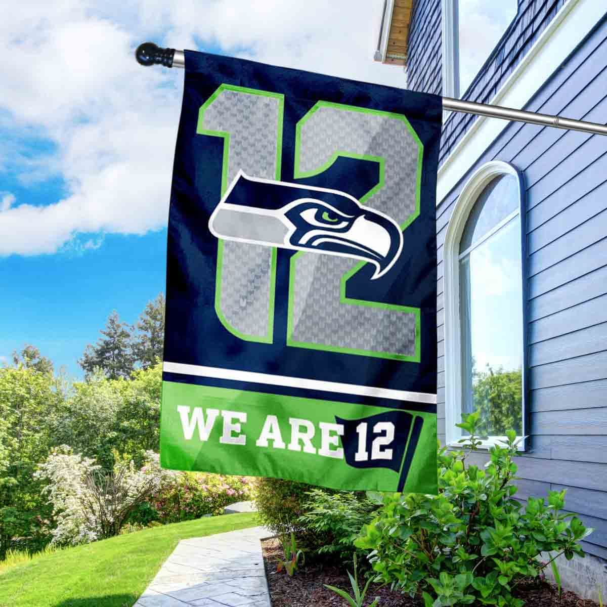WinCraft Seahawks 12th Man Banner House Flag and 5 Foot Flagpole Set - Sports Collectibles, Sports Memorabilia, Sports Fan Shop, Sports Gifts