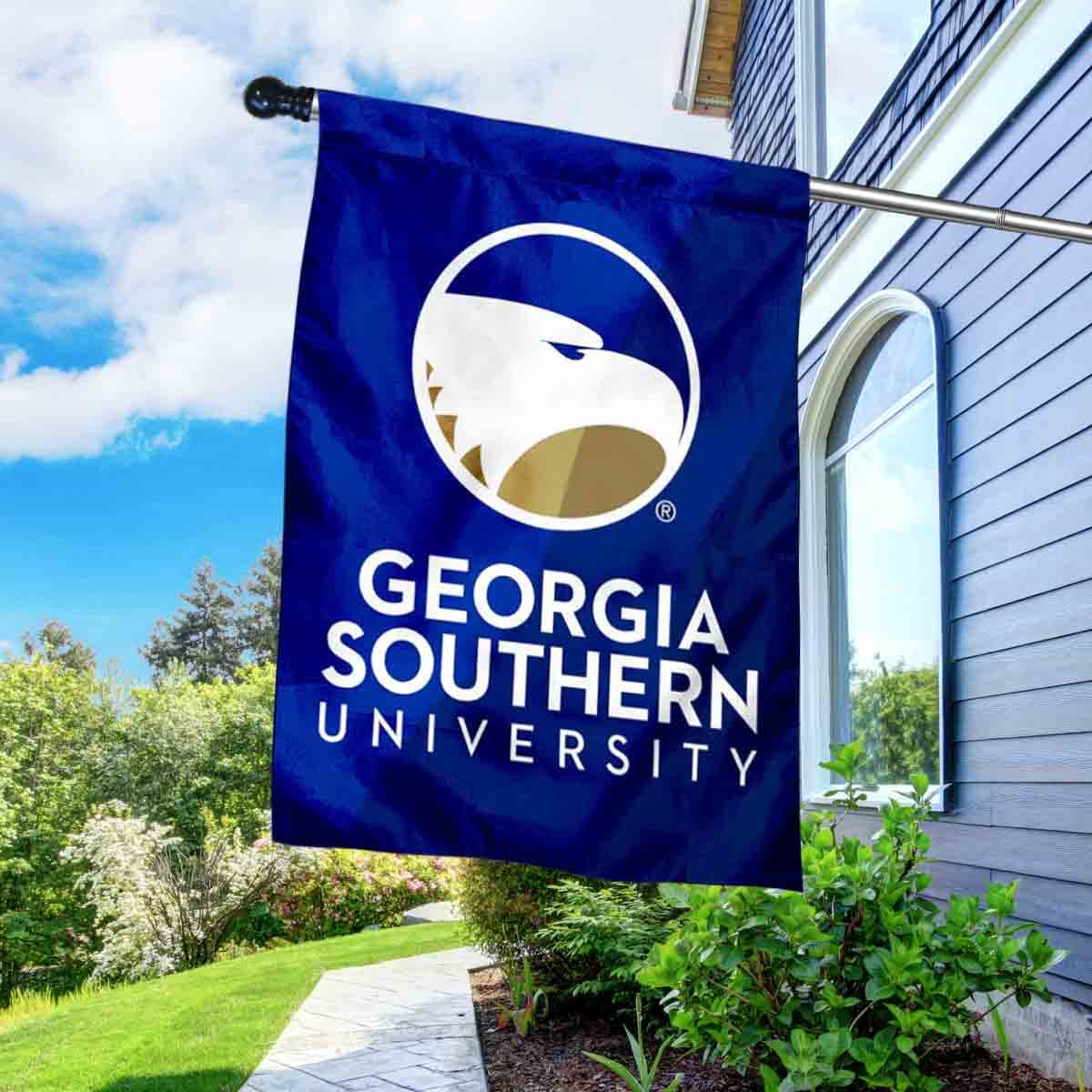 College Flags & Banners Co. Georgia Southern University Banner Flag with Pole Set - Sports Collectibles, Sports Memorabilia, Sports Fan Shop, Sports Gifts