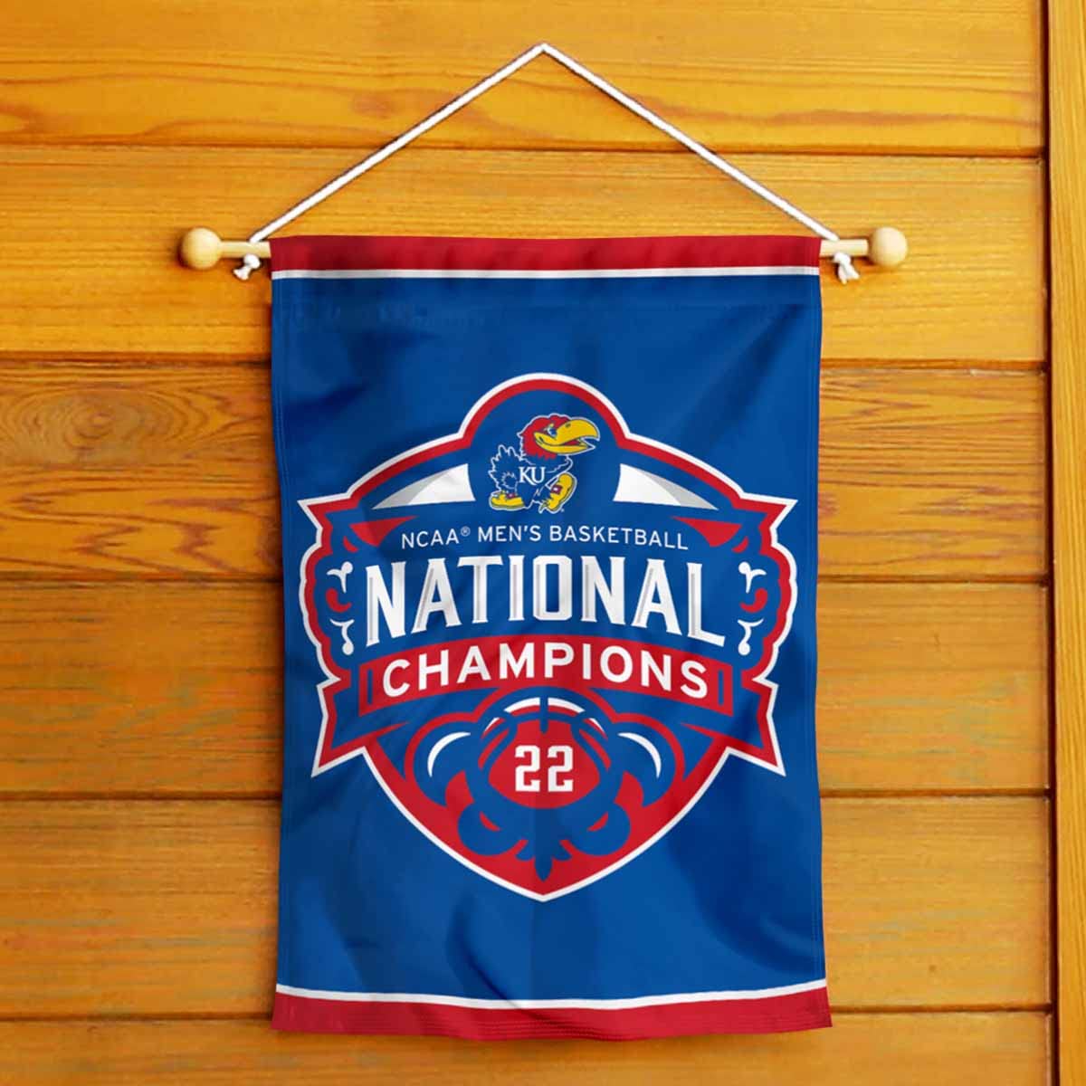WinCraft Kansas KU Jayhawks College Basketball 2022 National Champions Double Sided Garden Banner - Sports Collectibles, Sports Memorabilia, Sports Fan Shop, Sports Gifts