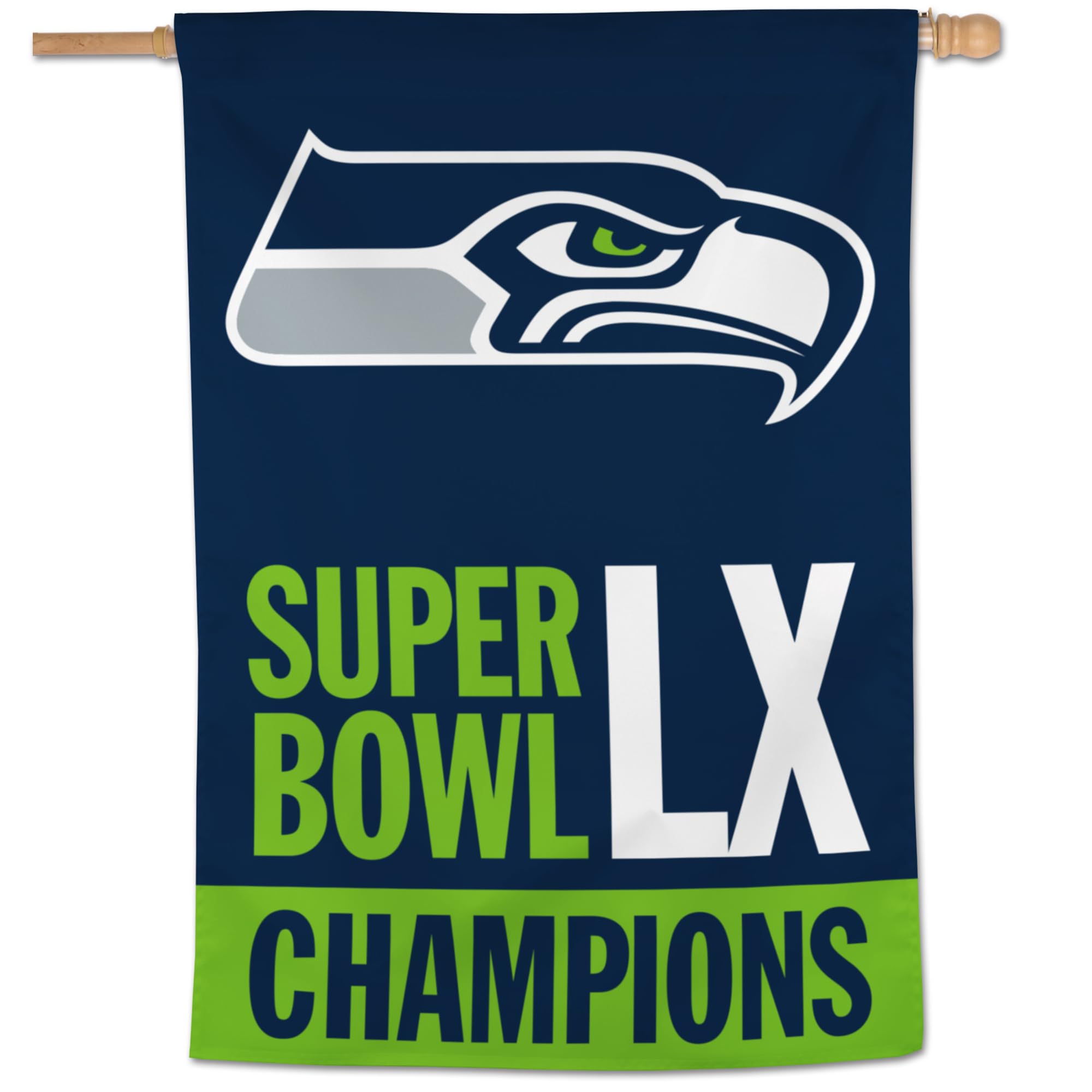 WinCraft Seattle Seahawks Super Bowl LX Champions 1-Sided 28" x 40" Vertical Banner - Sports Gifts, Sports Memorabilia, Sports Collectibles, Fan Shop