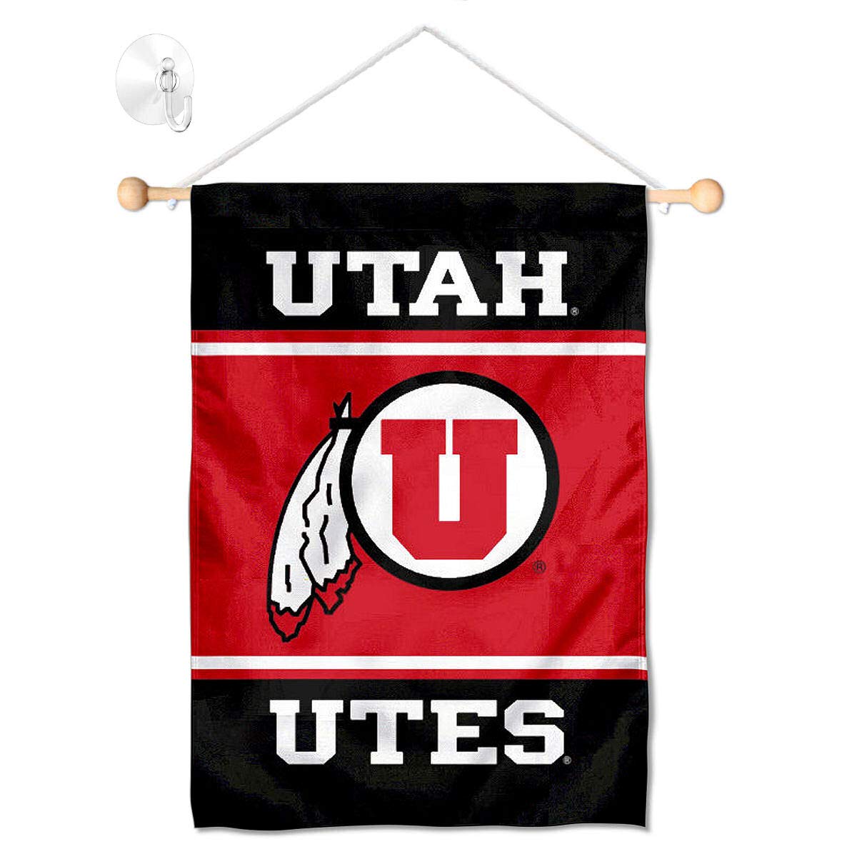 College Flags & Banners Co. Utah Window Wall Banner Hanging Flag with Suction Cup - Sports Collectibles, Sports Memorabilia, Sports Fan Shop, Sports Gifts