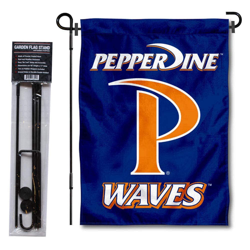 College Flags & Banners Co. Pepperdine University Garden Flag and Stand Pole Holder Set - Sports Collectibles, Sports Memorabilia, Sports Fan Shop, Sports Gifts
