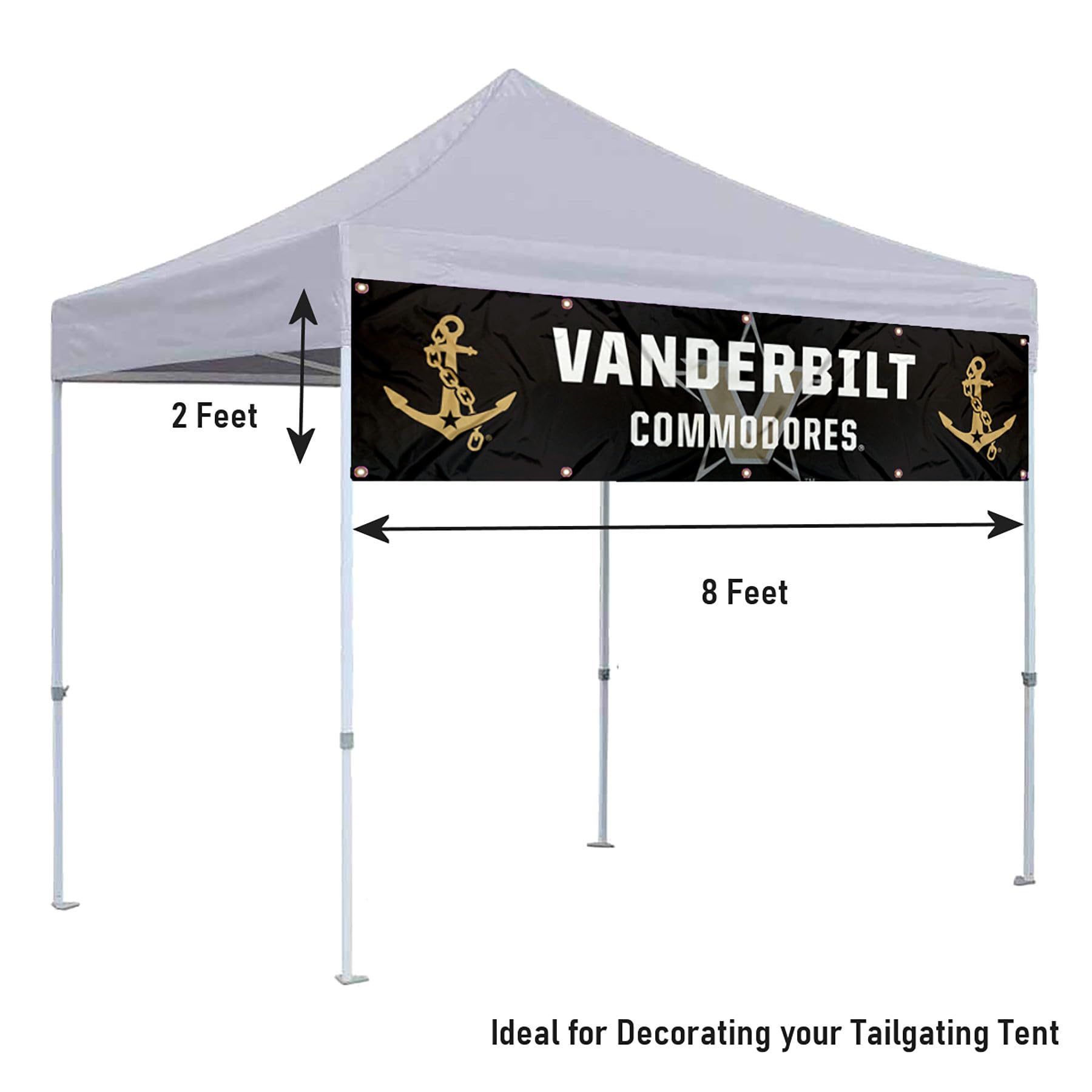 College Flags & Banners Co. Vanderbilt Commodores Large 2x8 Foot Banner - Sports Collectibles, Sports Memorabilia, Sports Fan Shop, Sports Gifts