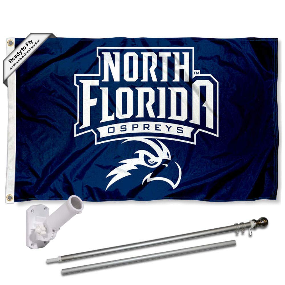 College Flags & Banners Co. North Florida Ospreys New Logo Flag and Pole Bracket Mount Bundle - Sports Collectibles, Sports Memorabilia, Sports Fan Shop, Sports Gifts