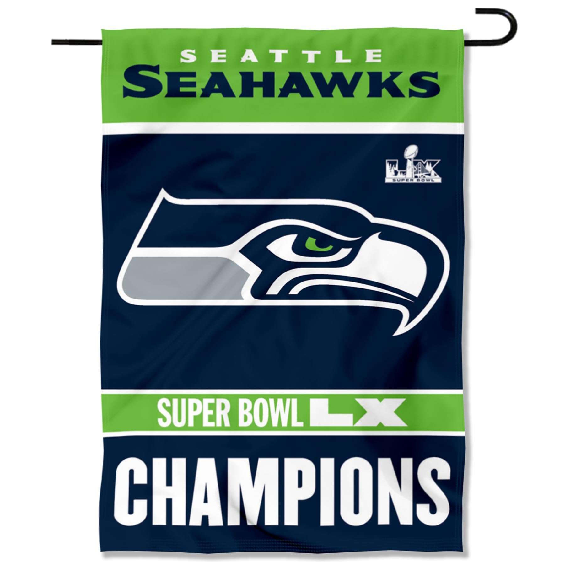 Seattle Seahawks Super Bowl LX Champions Yard Garden Banner Flag - Sports Gifts, Sports Memorabilia, Sports Collectibles, Fan Shop
