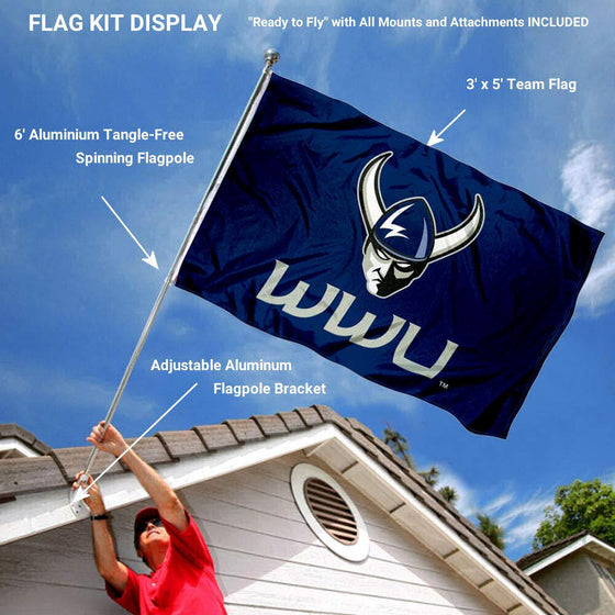 College Flags & Banners Co. Western Washington University Logo Outdoor Flag and Pole Bracket Mount Bundle - Sports Collectibles, Sports Memorabilia, Sports Fan Shop, Sports Gifts