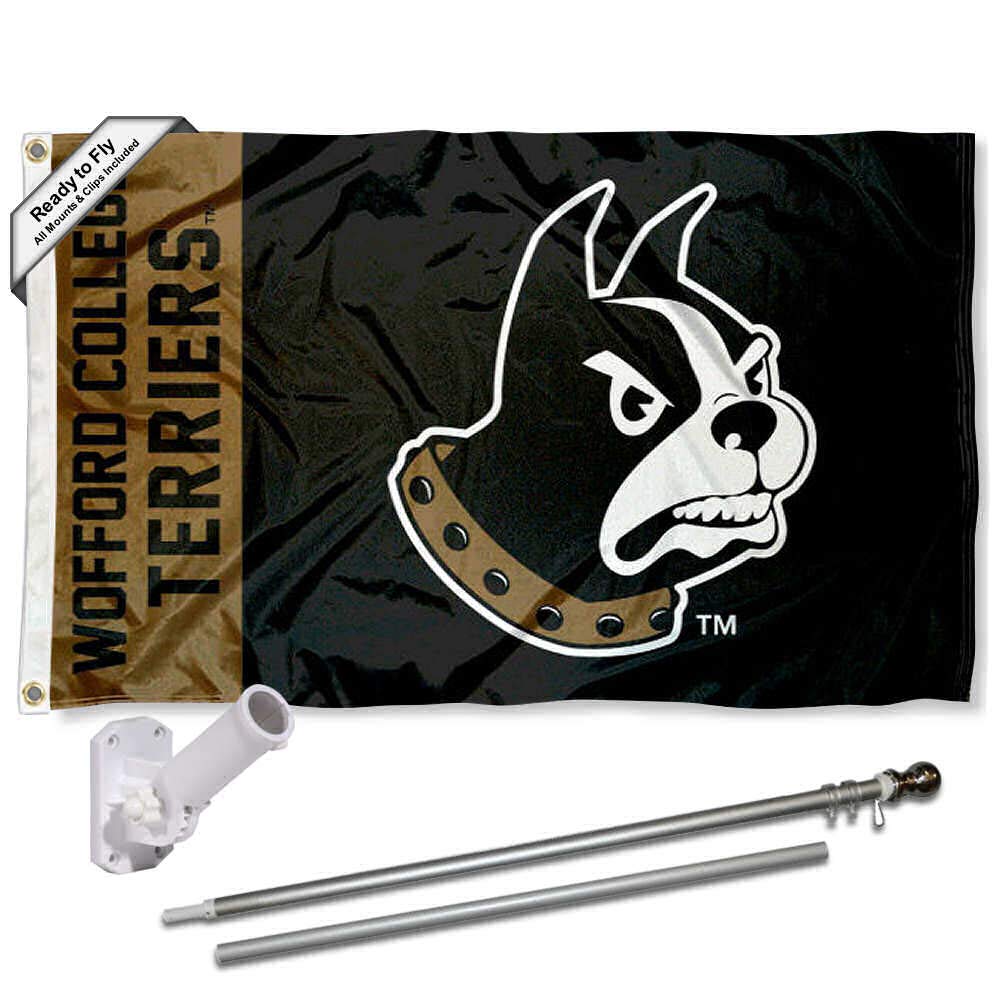College Flags & Banners Co. Wofford Terriers Flag with Pole and Bracket Kit - Sports Collectibles, Sports Memorabilia, Sports Fan Shop, Sports Gifts