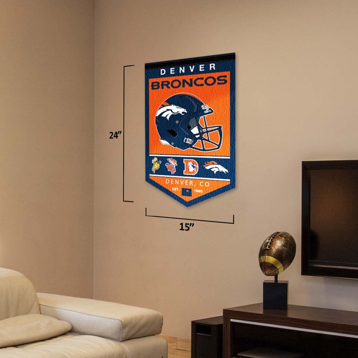WinCraft Denver Broncos Heritage History Banner Pennant - Sports Collectibles, Sports Memorabilia, Sports Fan Shop, Sports Gifts
