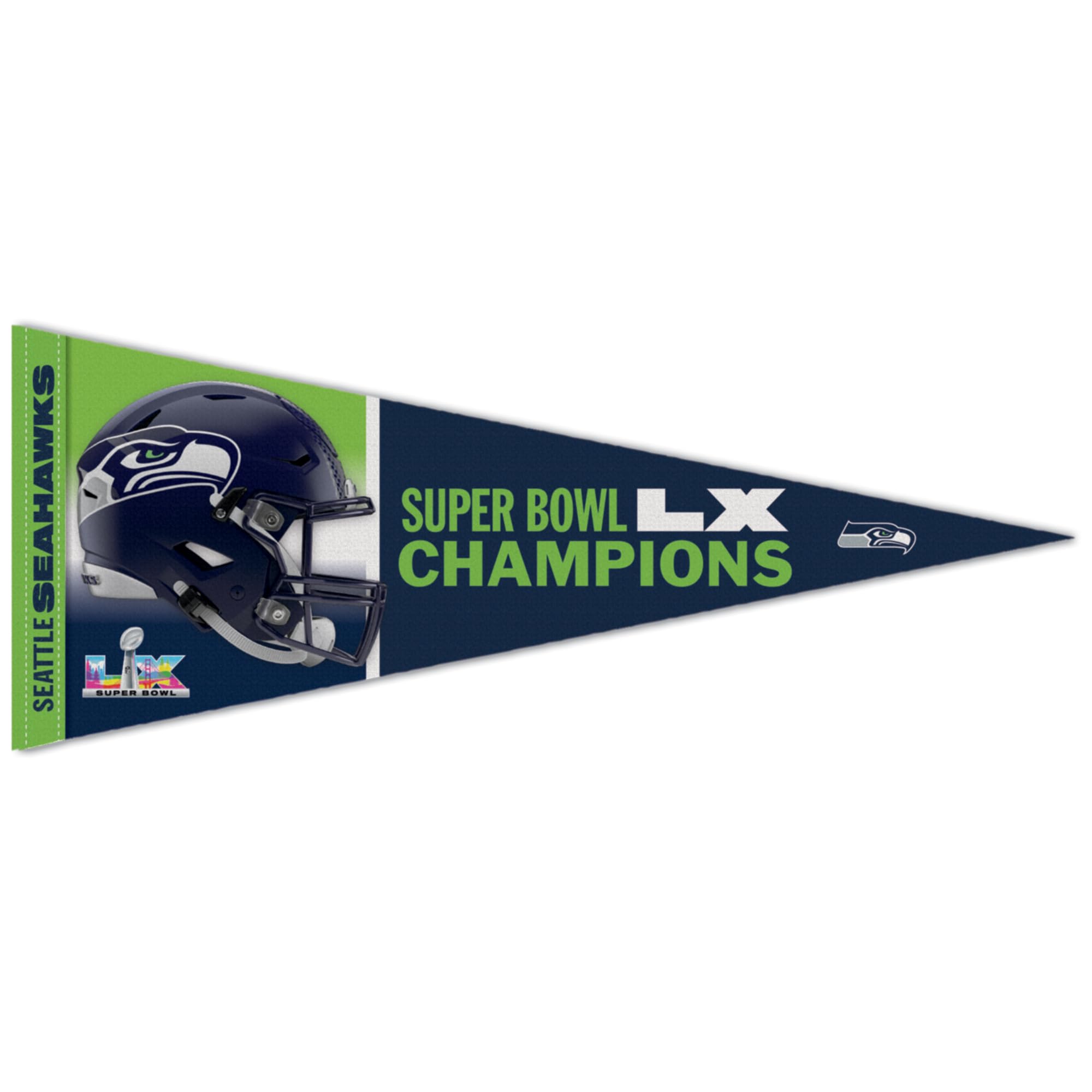 WinCraft Seattle Seahawks Super Bowl LX Champions 12" x 30" Premium Pennant - Sports Gifts, Sports Memorabilia, Sports Collectibles, Fan Shop