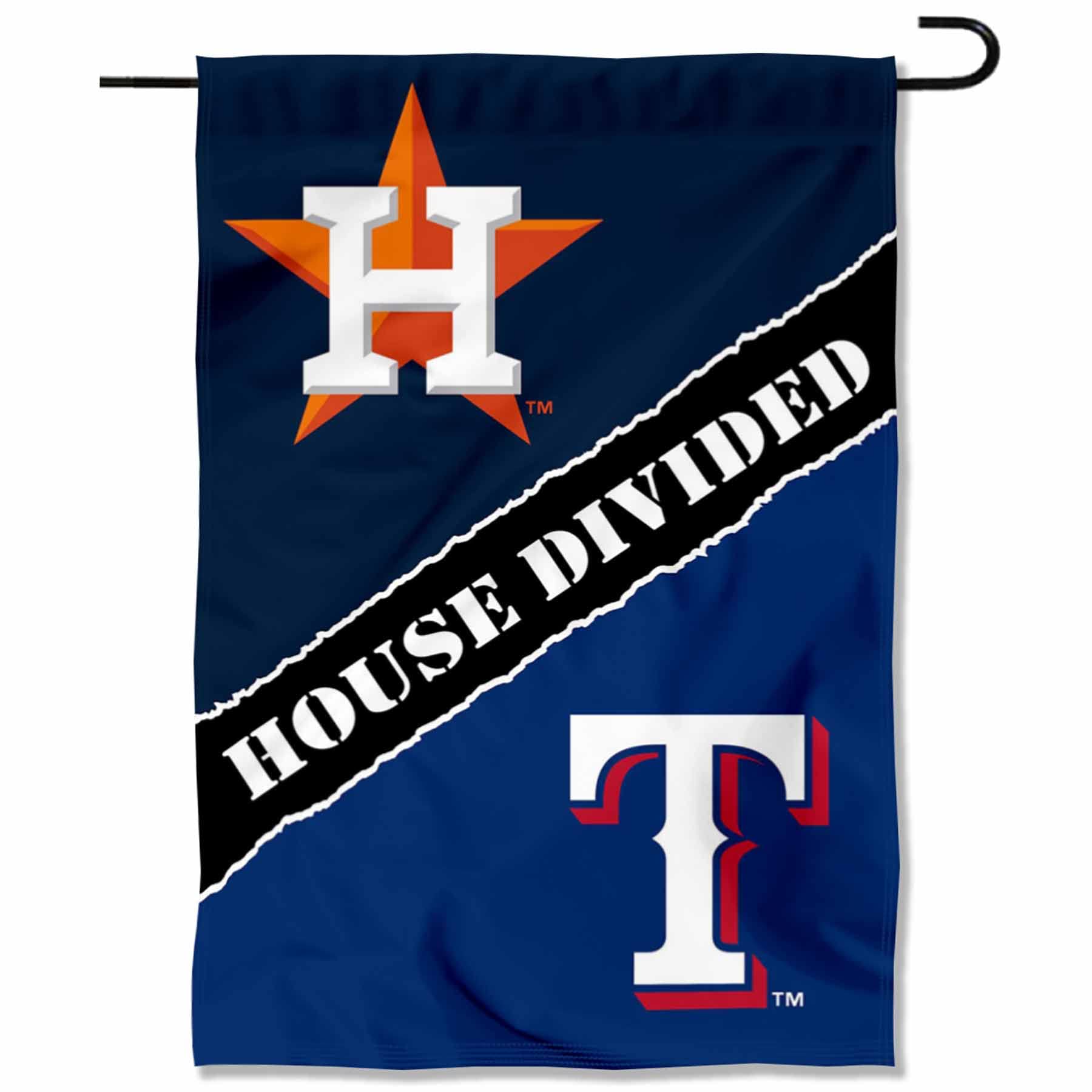 WinCraft House Divided Astros and Rangers Double Sided Garden Flag - Sports Collectibles, Sports Memorabilia, Sports Fan Shop, Sports Gifts