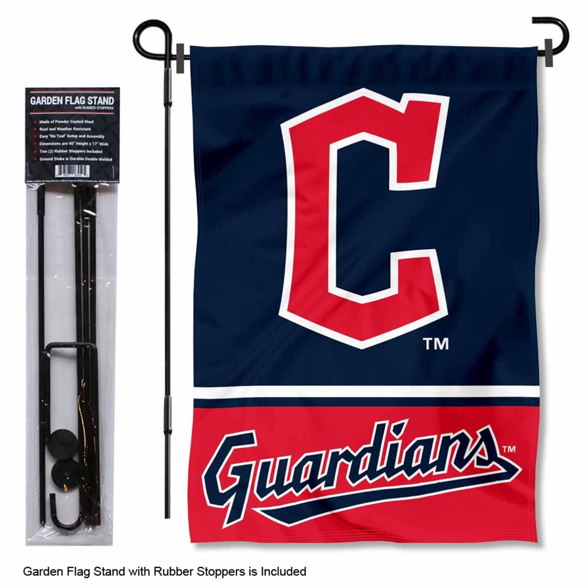 WinCraft Cleveland Baseball Diamond C Garden Flag and Pole Stand Mount - Sports Collectibles, Sports Memorabilia, Sports Fan Shop, Sports Gifts