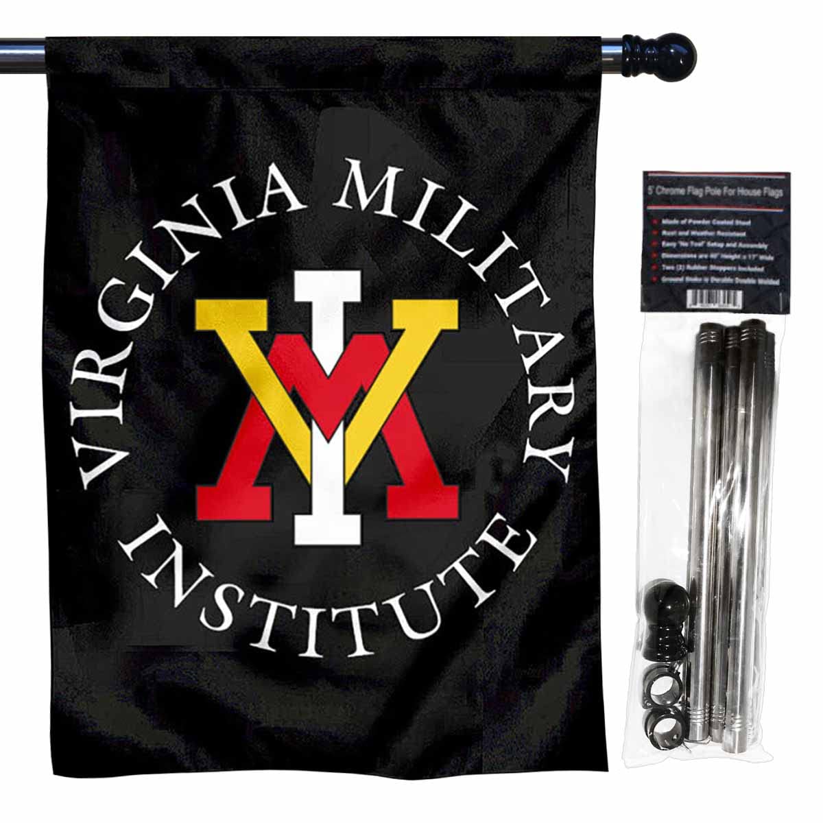 Virginia Military VMI Banner Flag with Flag Pole Set - Sports Collectibles, Sports Memorabilia, Sports Fan Shop, Sports Gifts