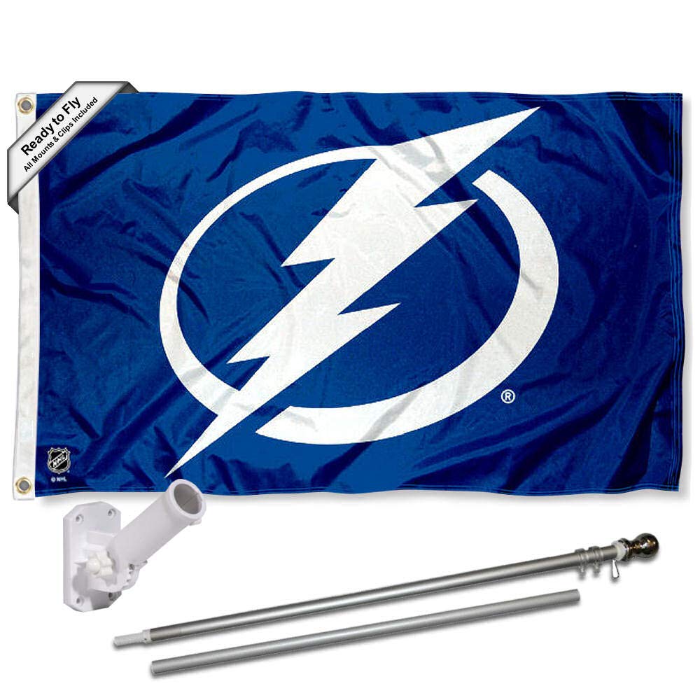 WinCraft Tampa Bay Lightning Flag Pole and Bracket Set - Sports Collectibles, Sports Memorabilia, Sports Fan Shop, Sports Gifts