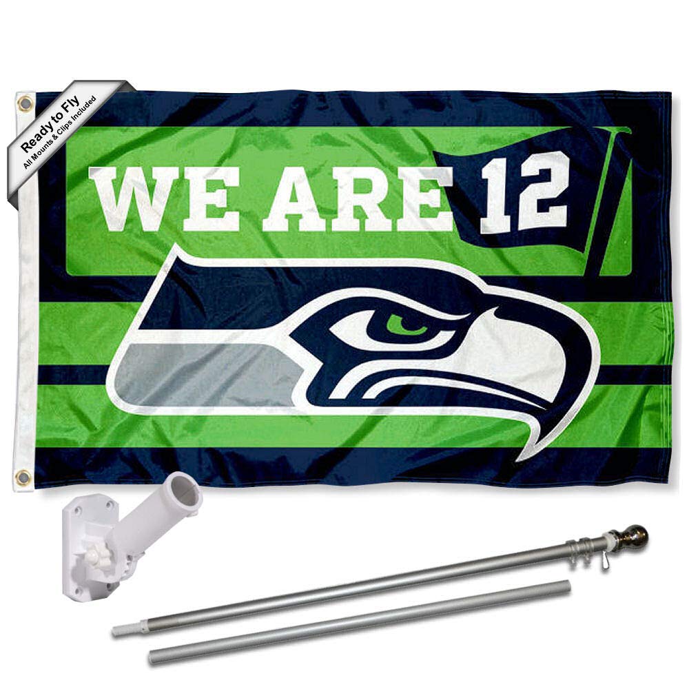 WinCraft Seattle Seahawks 12th Man We are 12 Flag Pole and Bracket Mount Kit - Sports Collectibles, Sports Memorabilia, Sports Fan Shop, Sports Gifts