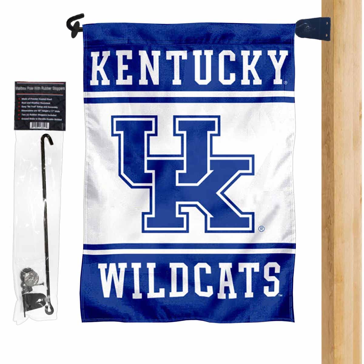 Kentucky UK Wildcats Garden Flag and Mailbox Post Pole Mount Holder Set - Sports Collectibles, Sports Memorabilia, Sports Fan Shop, Sports Gifts