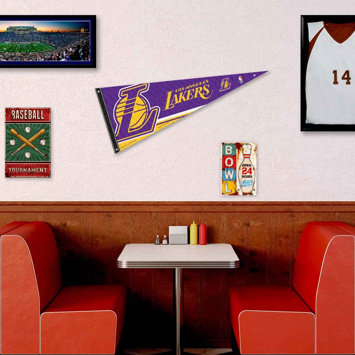 Los Angeles Lakers Pennant Flag and Wall Tack Pads Mounts - Sports Collectibles, Sports Memorabilia, Sports Fan Shop, Sports Gifts