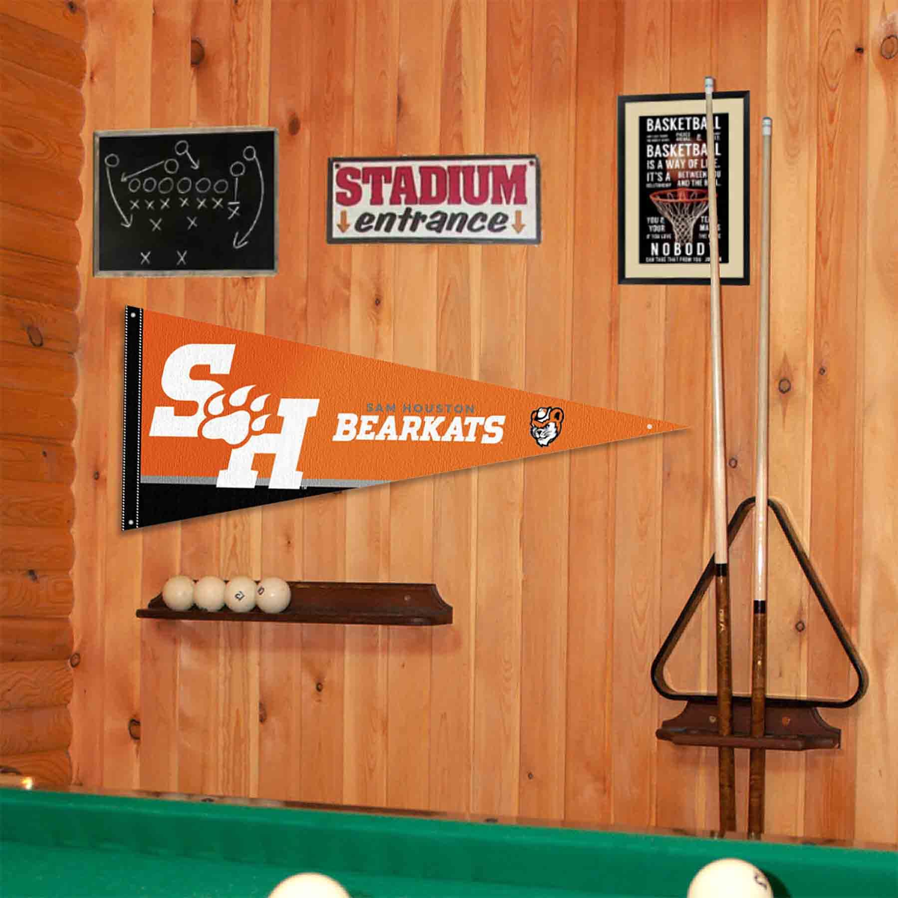 College Flags & Banners Co. Sam Houston State Bearkats Pennant Flag and Wall Tack Mount Pads - Sports Collectibles, Sports Memorabilia, Sports Fan Shop, Sports Gifts