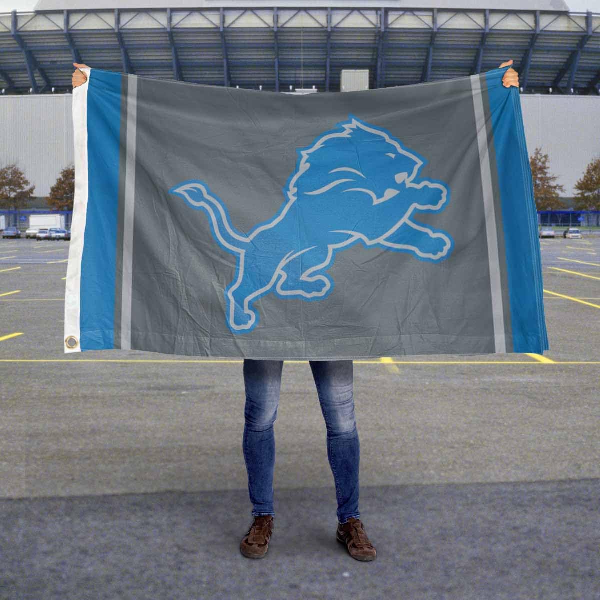 WinCraft Detroit Lions Blackout Sideline Flag Outdoor Indoor 3x5 Foot Banner - Sports Collectibles, Sports Memorabilia, Sports Fan Shop, Sports Gifts