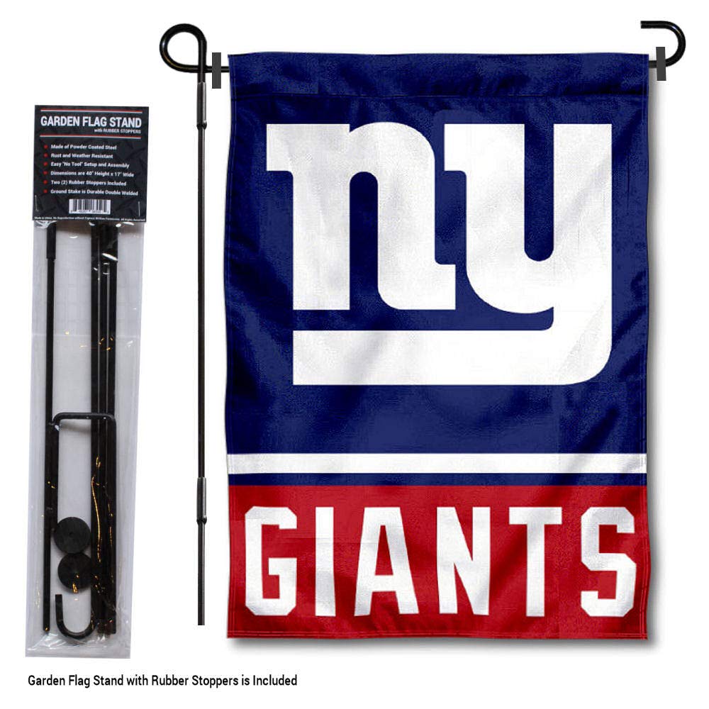 WinCraft New York Giants Garden Flag with Stand Holder - Sports Collectibles, Sports Memorabilia, Sports Fan Shop, Sports Gifts