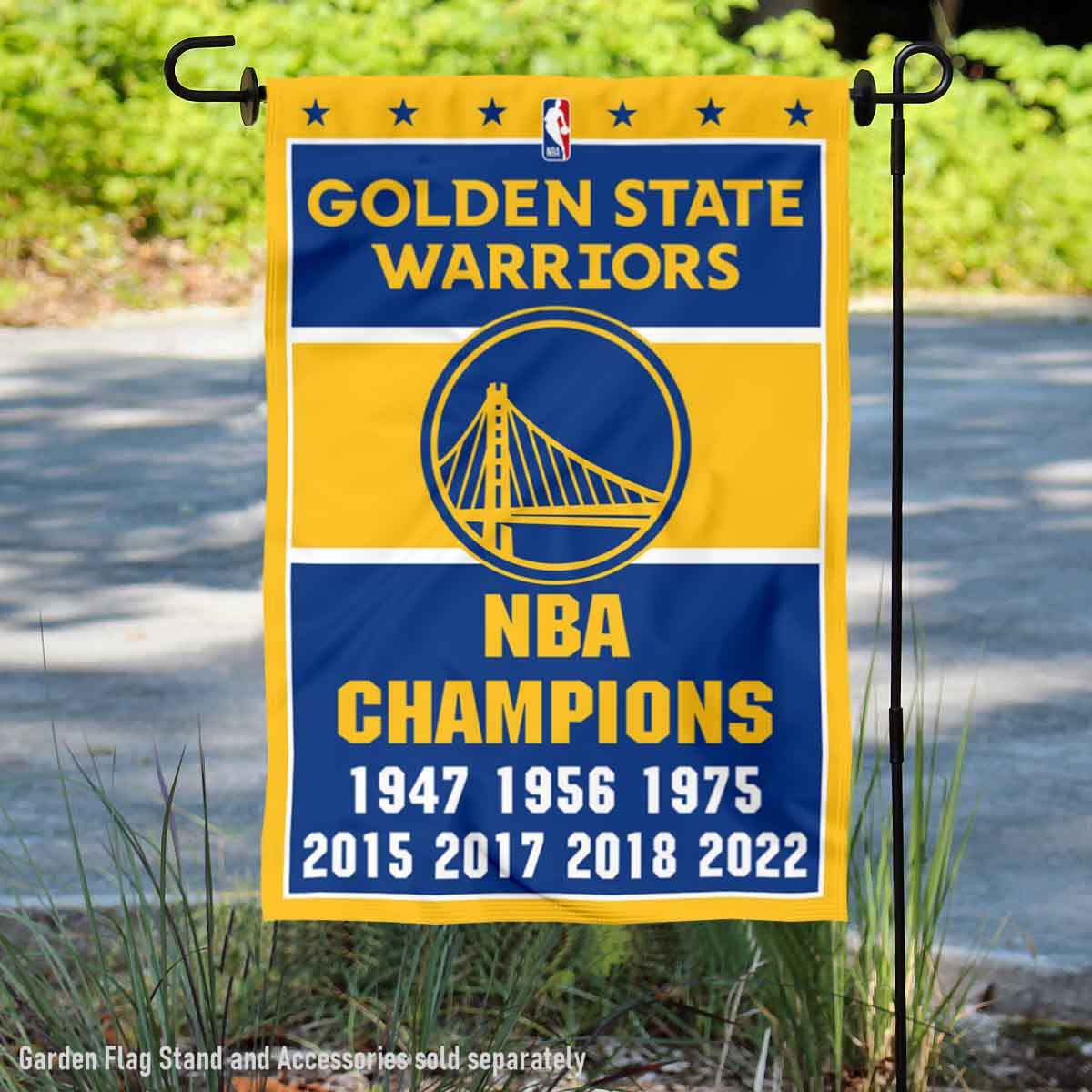 WinCraft Golden State Warriors 7 Time NBA Champions Double Sided Garden Flag Banner - Sports Collectibles, Sports Memorabilia, Sports Fan Shop, Sports Gifts