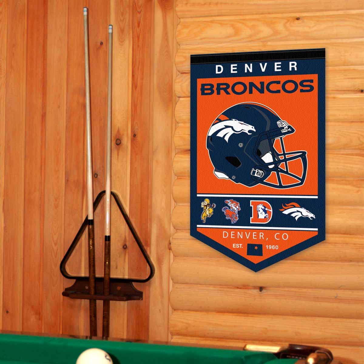 WinCraft Denver Broncos Heritage History Banner Pennant - Sports Collectibles, Sports Memorabilia, Sports Fan Shop, Sports Gifts