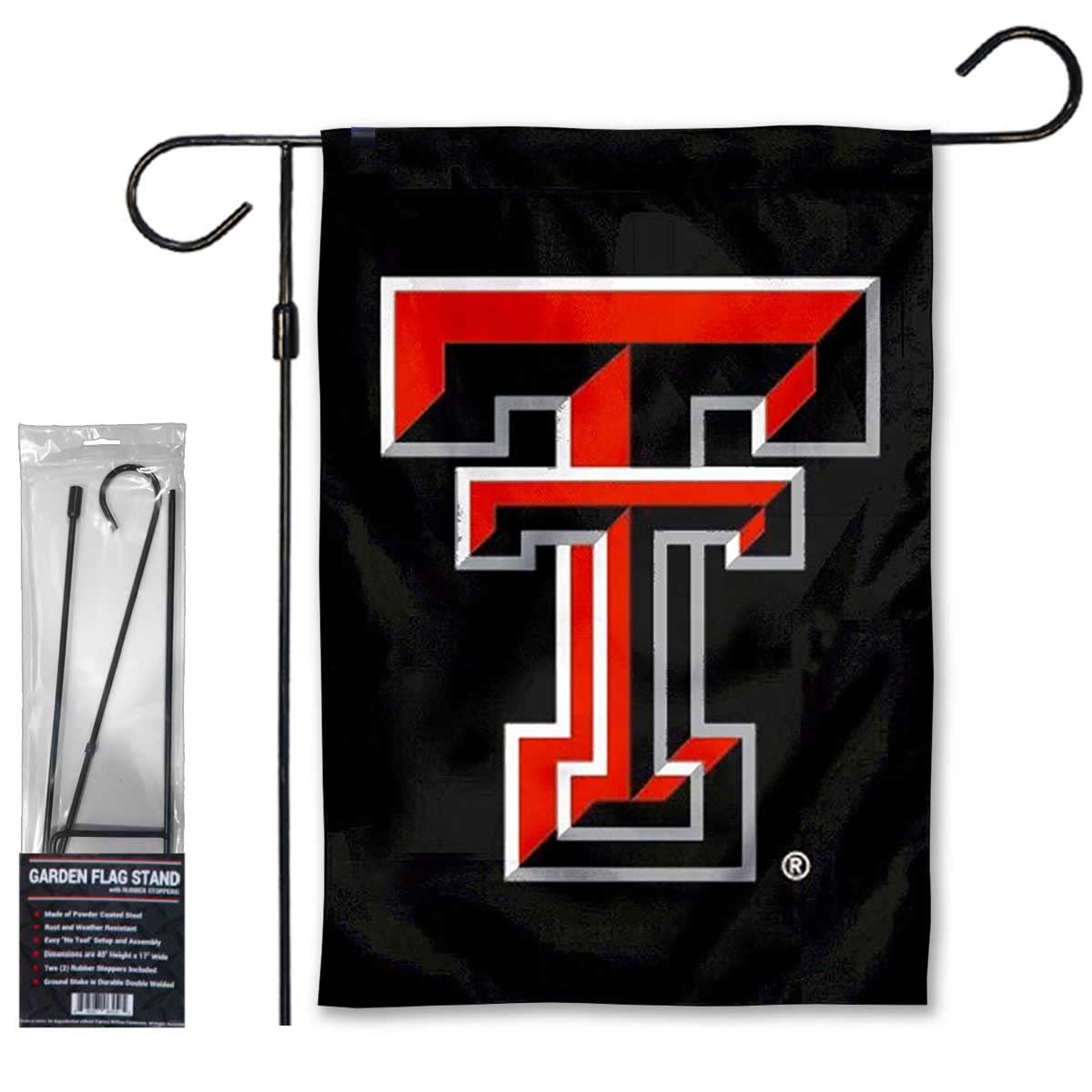 Texas Tech Red Raiders Garden Banner Flag with Stand Pole Holder - Sports Collectibles, Sports Memorabilia, Sports Fan Shop, Sports Gifts
