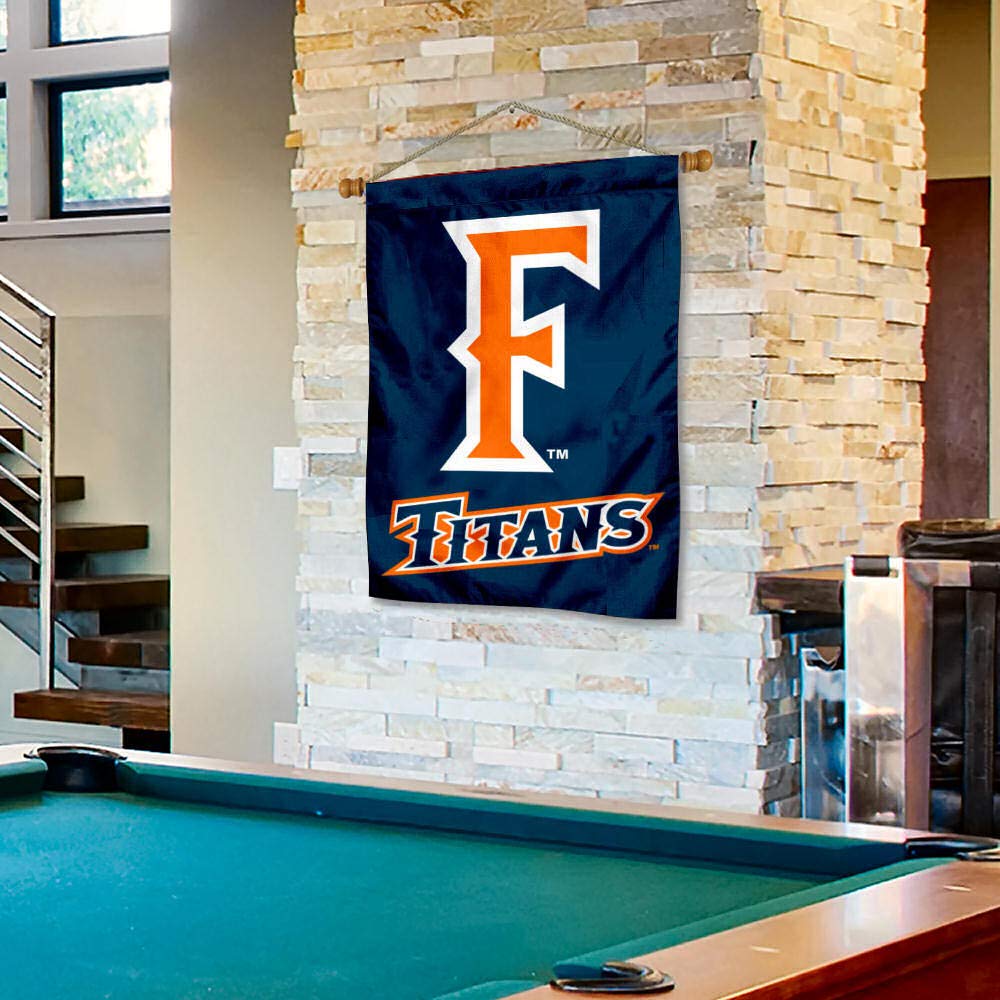 College Flags & Banners Co. UC Fullerton Titans Double Sided House Flag and Wood Banner Pole Set - Sports Collectibles, Sports Memorabilia, Sports Fan Shop, Sports Gifts