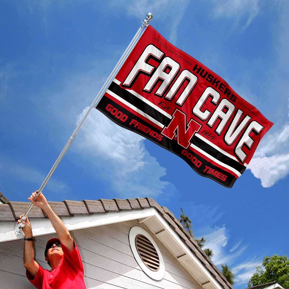 Nebraska Cornhuskers Fan Man Cave Banner Flag - Sports Collectibles, Sports Memorabilia, Sports Fan Shop, Sports Gifts