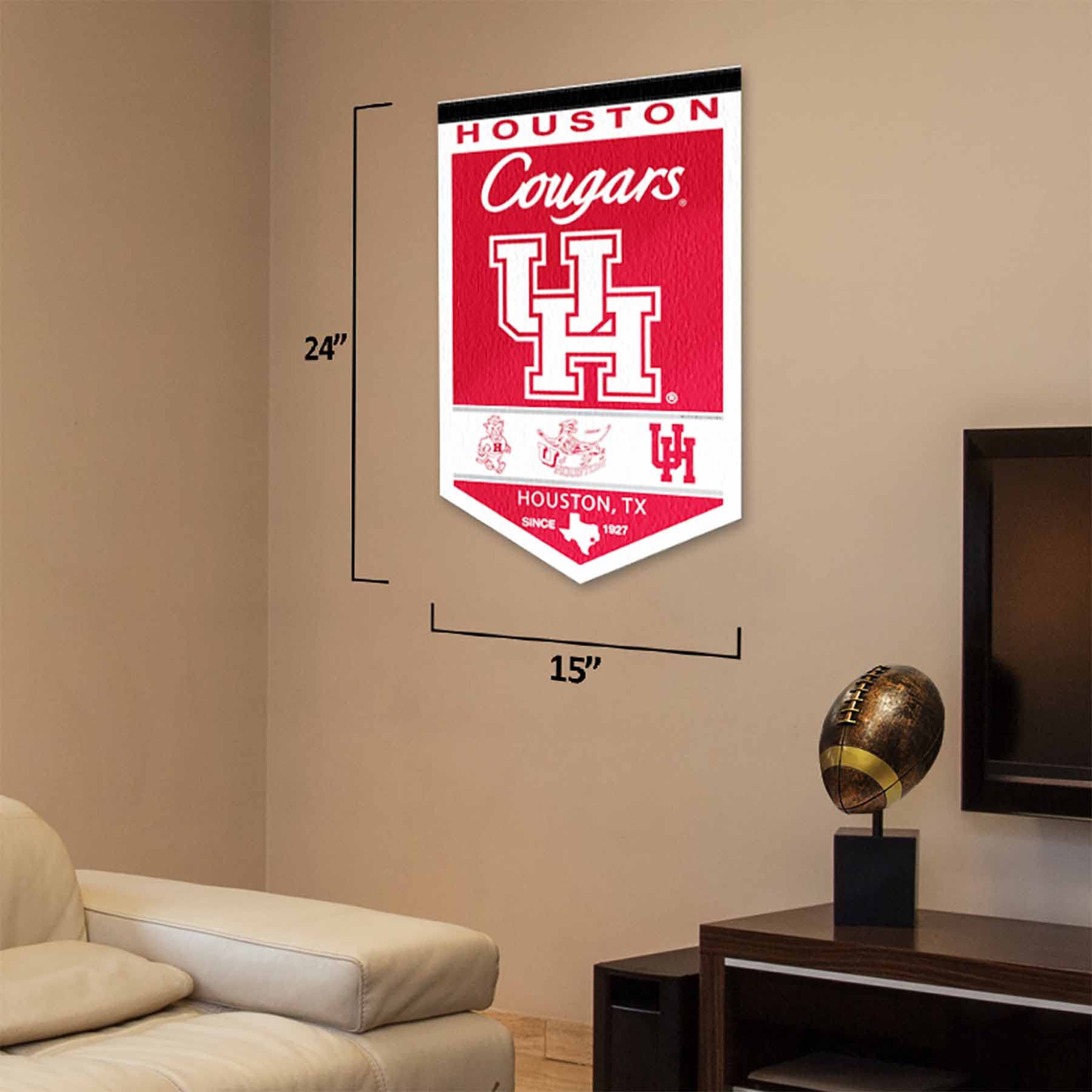 College Flags & Banners Co. Houston Cougars Heritage History Banner Pennant - Sports Collectibles, Sports Memorabilia, Sports Fan Shop, Sports Gifts