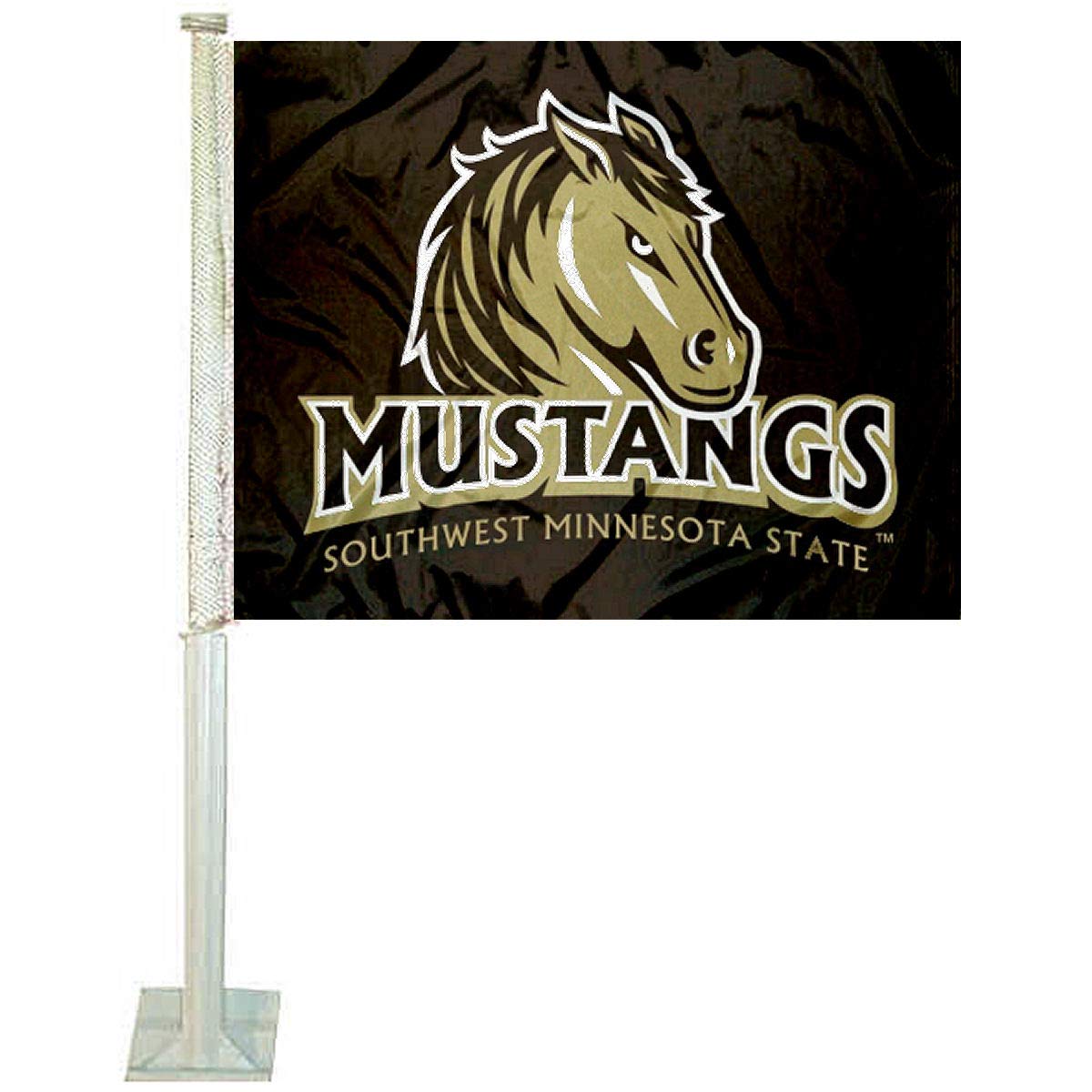 College Flags & Banners Co. Southwest Minnesota State Mustangs Car Flag - Sports Collectibles, Sports Memorabilia, Sports Fan Shop, Sports Gifts