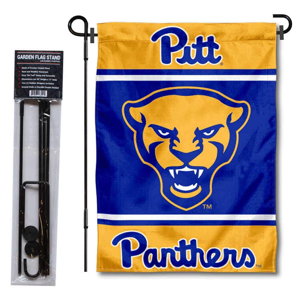 College Flags & Banners Co. Pittsburgh Panthers Garden Flag and USA Flag Stand Pole Holder Set - Sports Collectibles, Sports Memorabilia, Sports Fan Shop, Sports Gifts