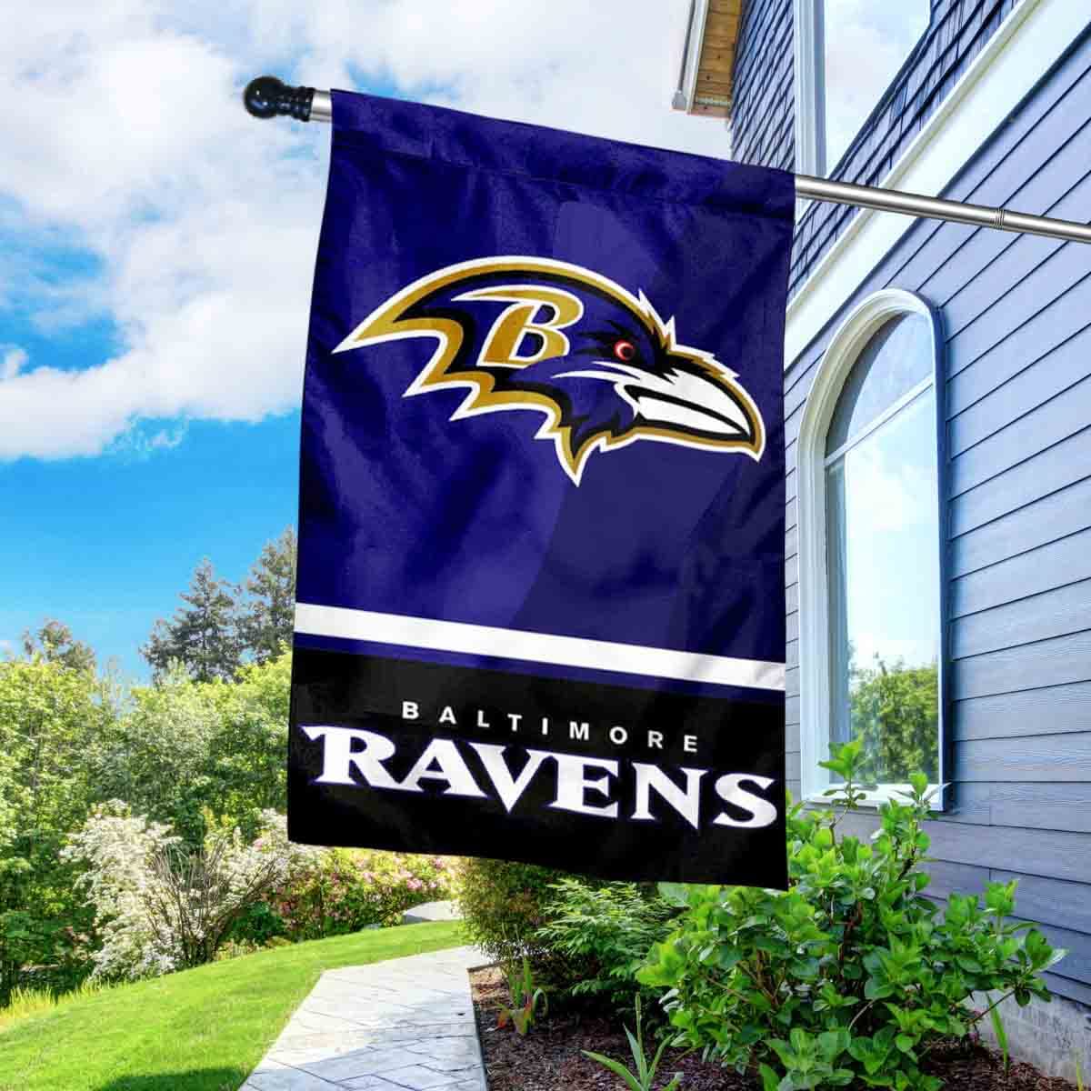 WinCraft Ravens Banner House Flag and 5 Foot Flagpole Set - Sports Collectibles, Sports Memorabilia, Sports Fan Shop, Sports Gifts