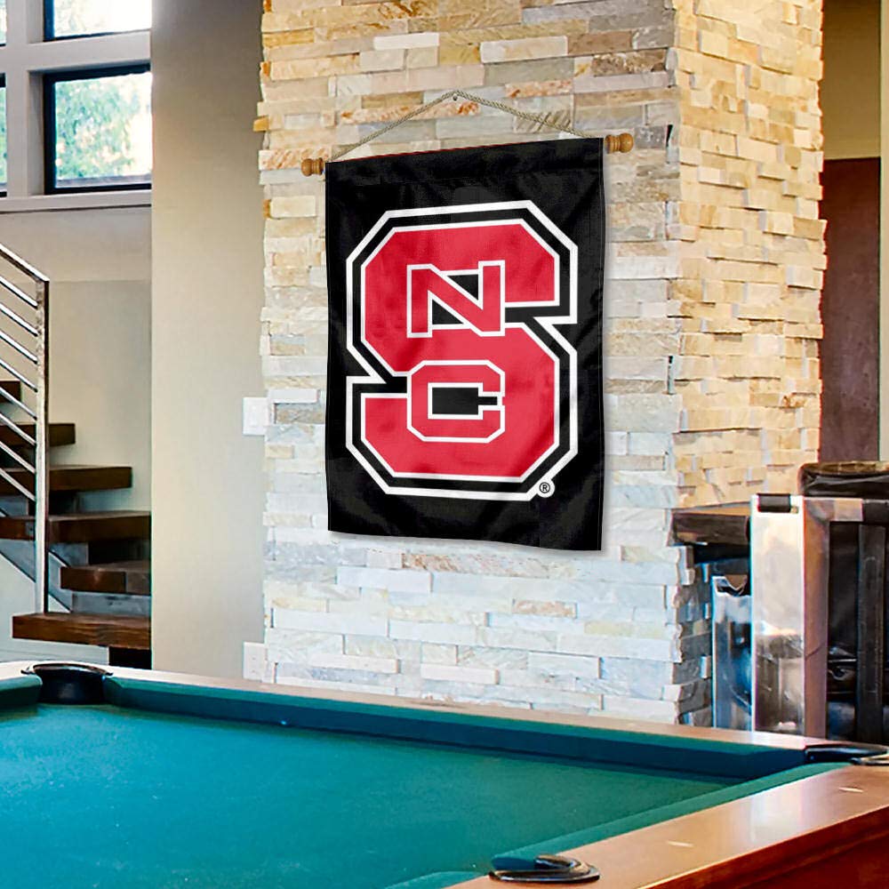 College Flags & Banners Co. NC State Wolfpack Black Banner Flag and Wood Pole Set - Sports Collectibles, Sports Memorabilia, Sports Fan Shop, Sports Gifts