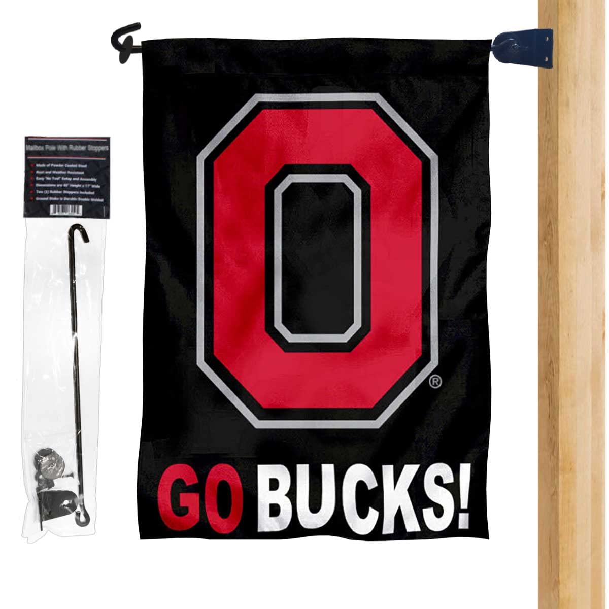 Ohio State University Go Bucks Garden Flag and Mailbox Post Pole Mount Holder Set - Sports Collectibles, Sports Memorabilia, Sports Fan Shop, Sports Gifts
