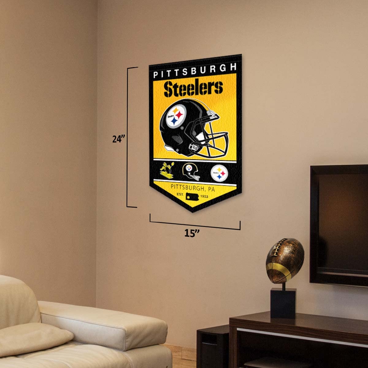 WinCraft Pittsburgh Steelers Heritage History Banner Pennant - Sports Collectibles, Sports Memorabilia, Sports Fan Shop, Sports Gifts