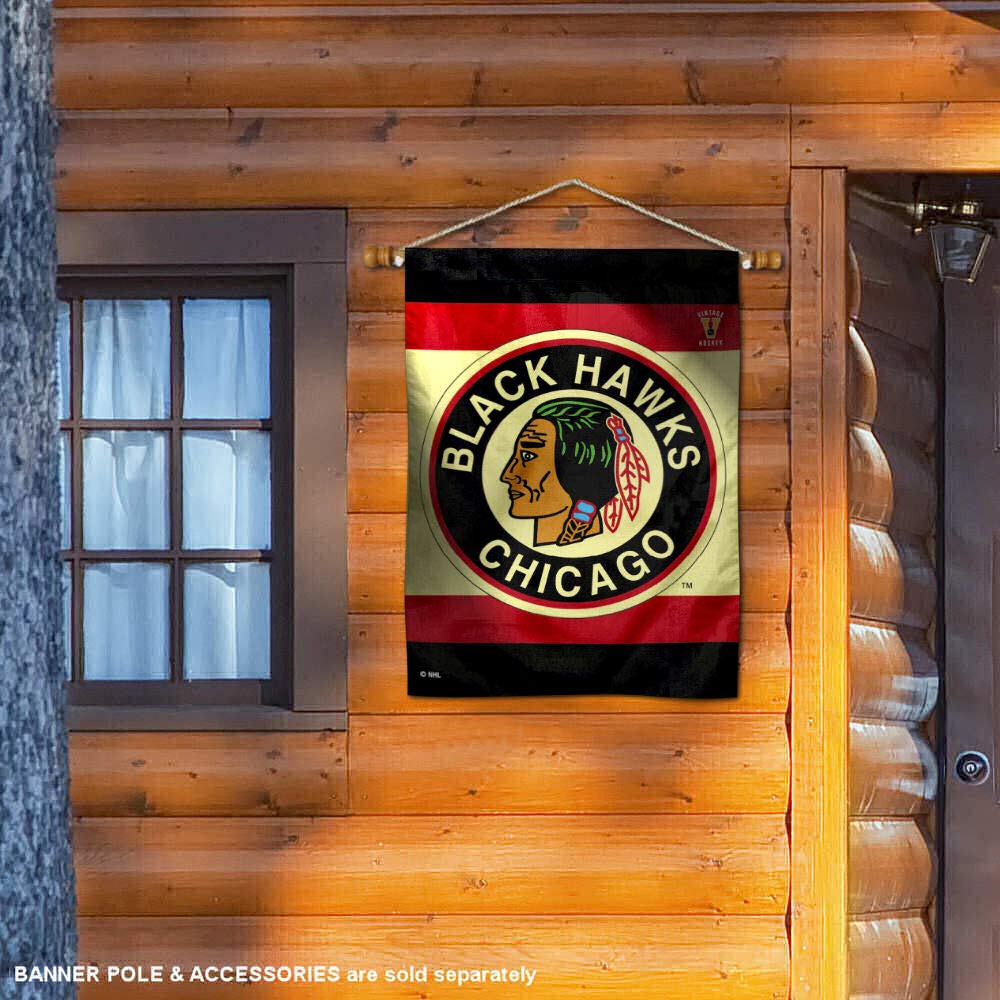 WinCraft Chicago Blackhawks Vintage Retro Two Sided House Flag - Sports Collectibles, Sports Memorabilia, Sports Fan Shop, Sports Gifts